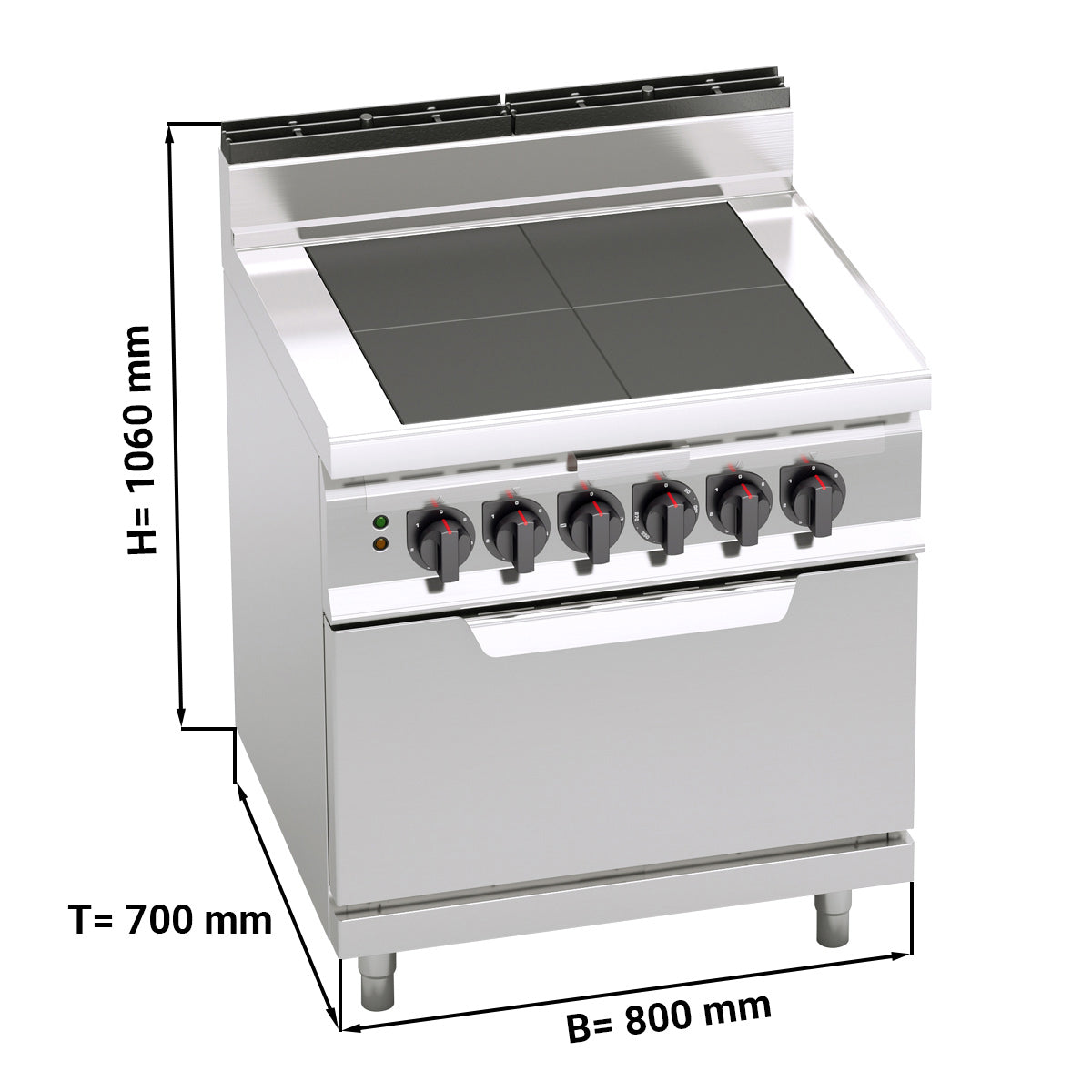 Електрическа печка с понижени котлони (12 kW) + Електрическа пещ (7,5 kW) - включително Салмандър функция