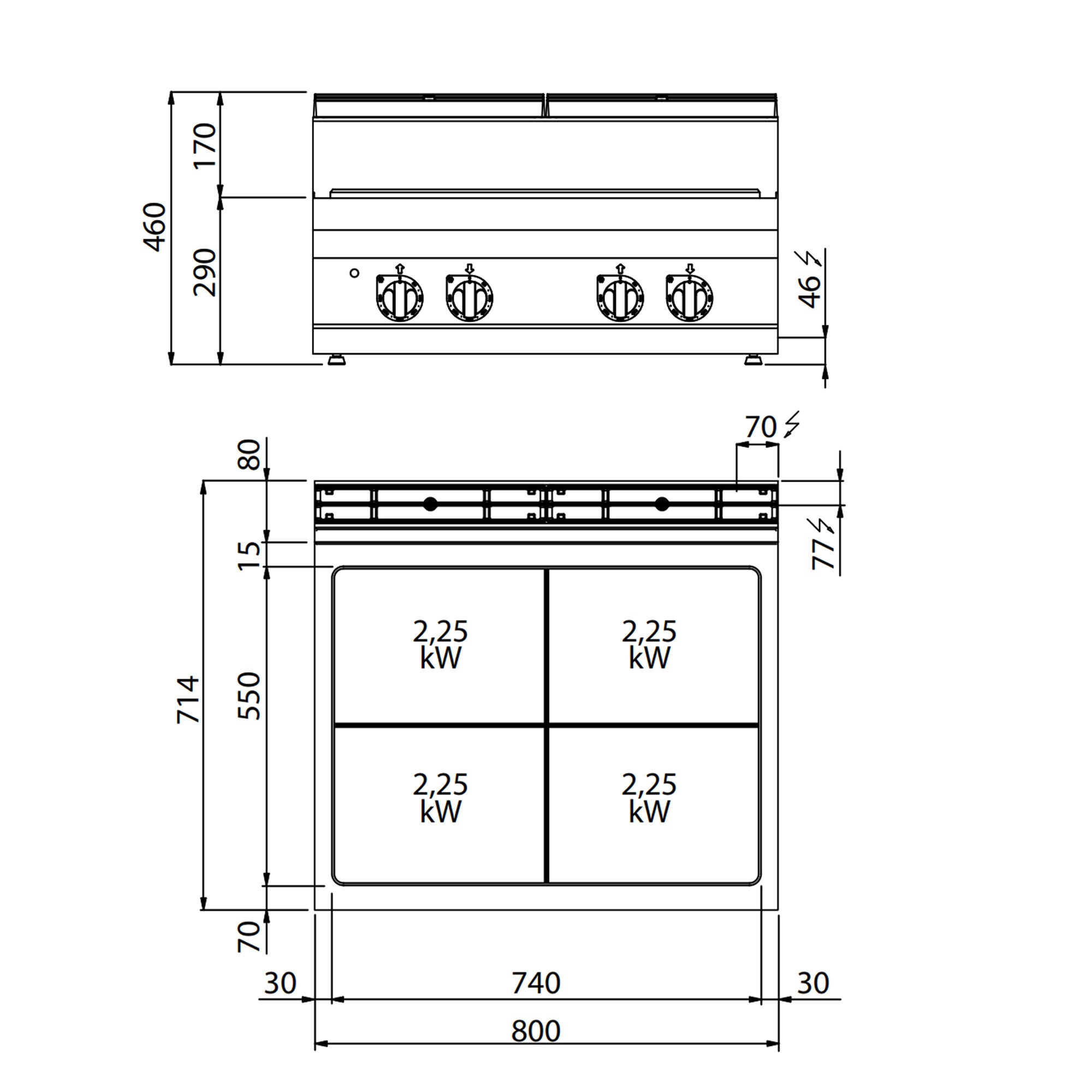 Stove with heating plates (9 kW)