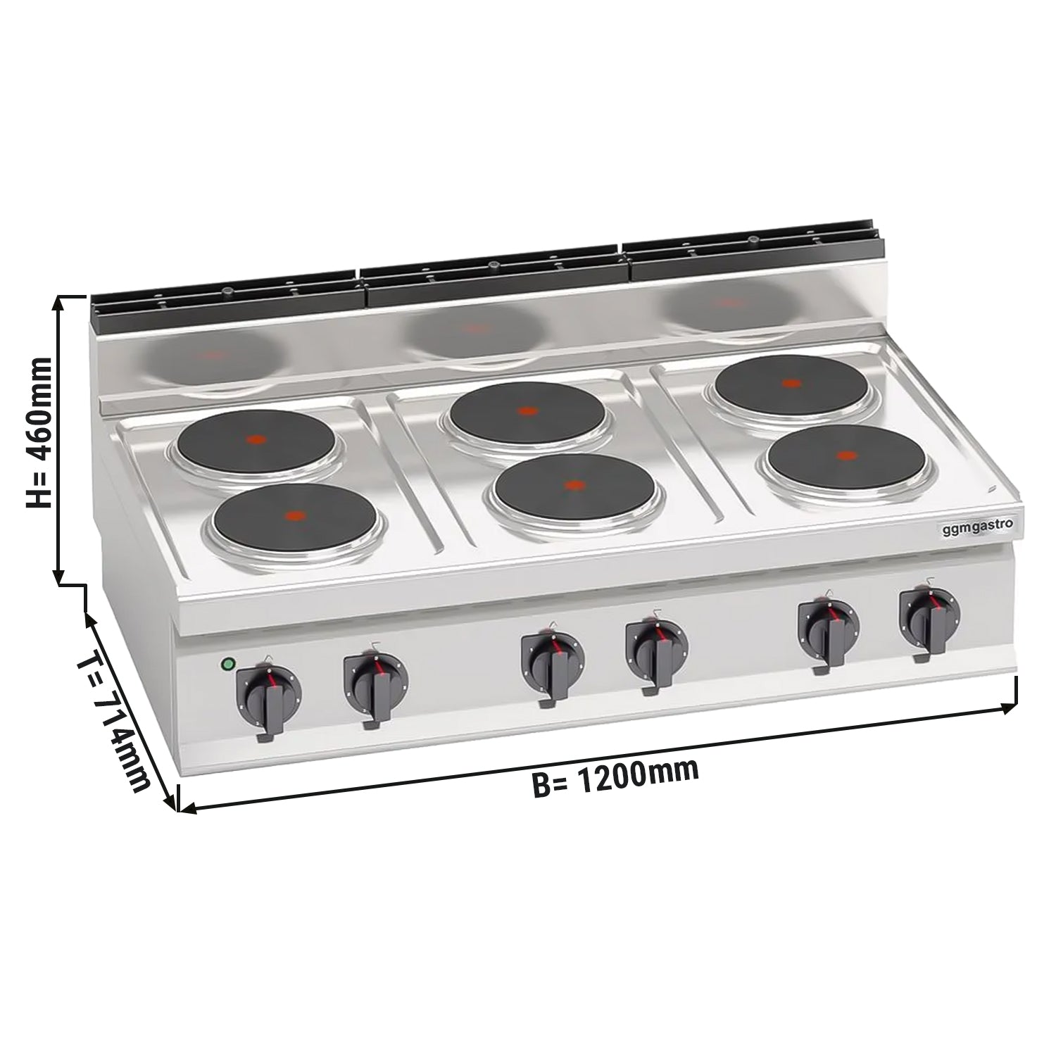 Electric stove 6x round hotplates (15.6 kW)