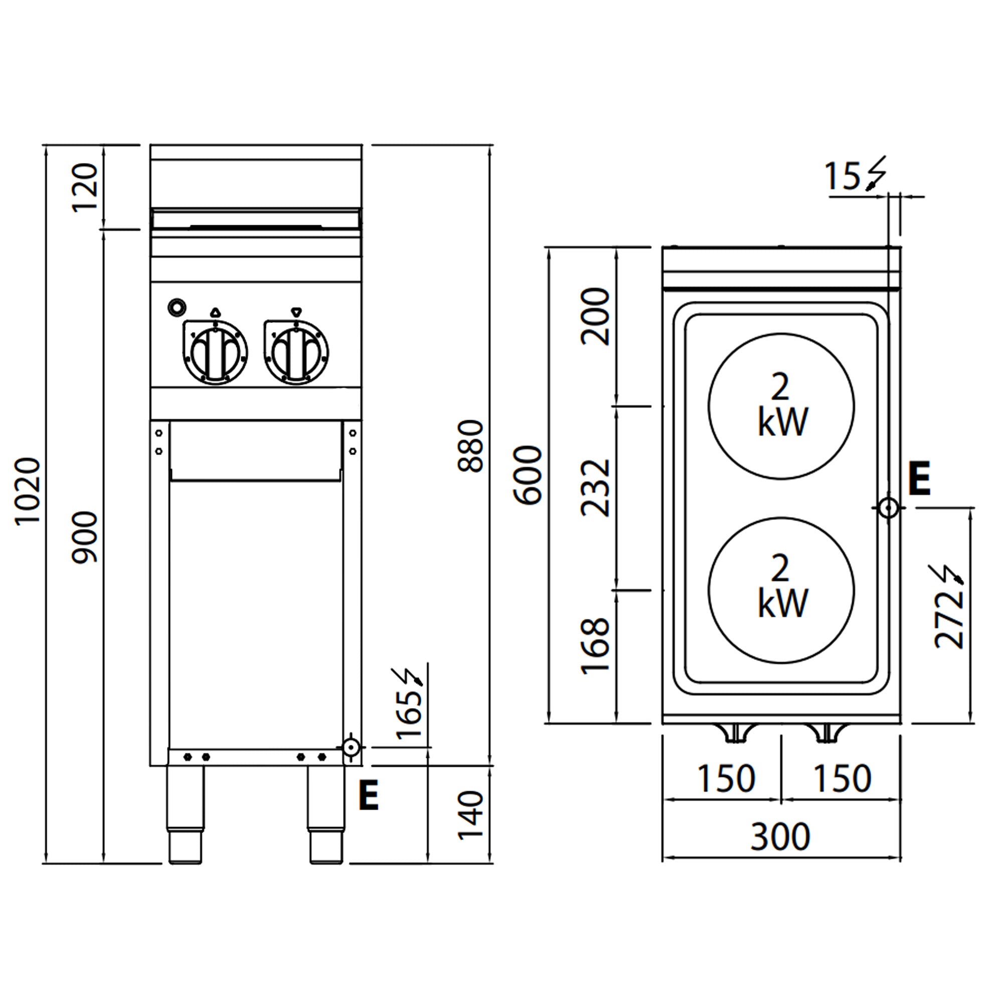 Електрическа печка 2х плочи кръгли (4 kW)