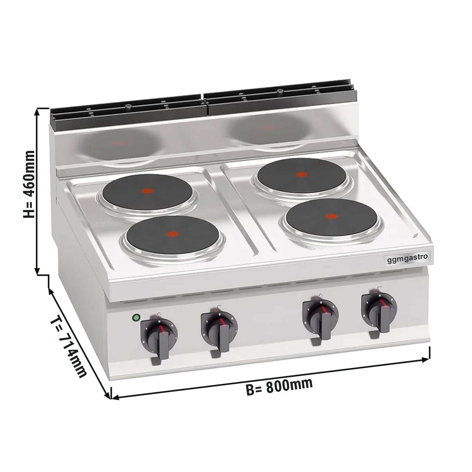 Electric stove 4x round hotplates (10.4 kW)