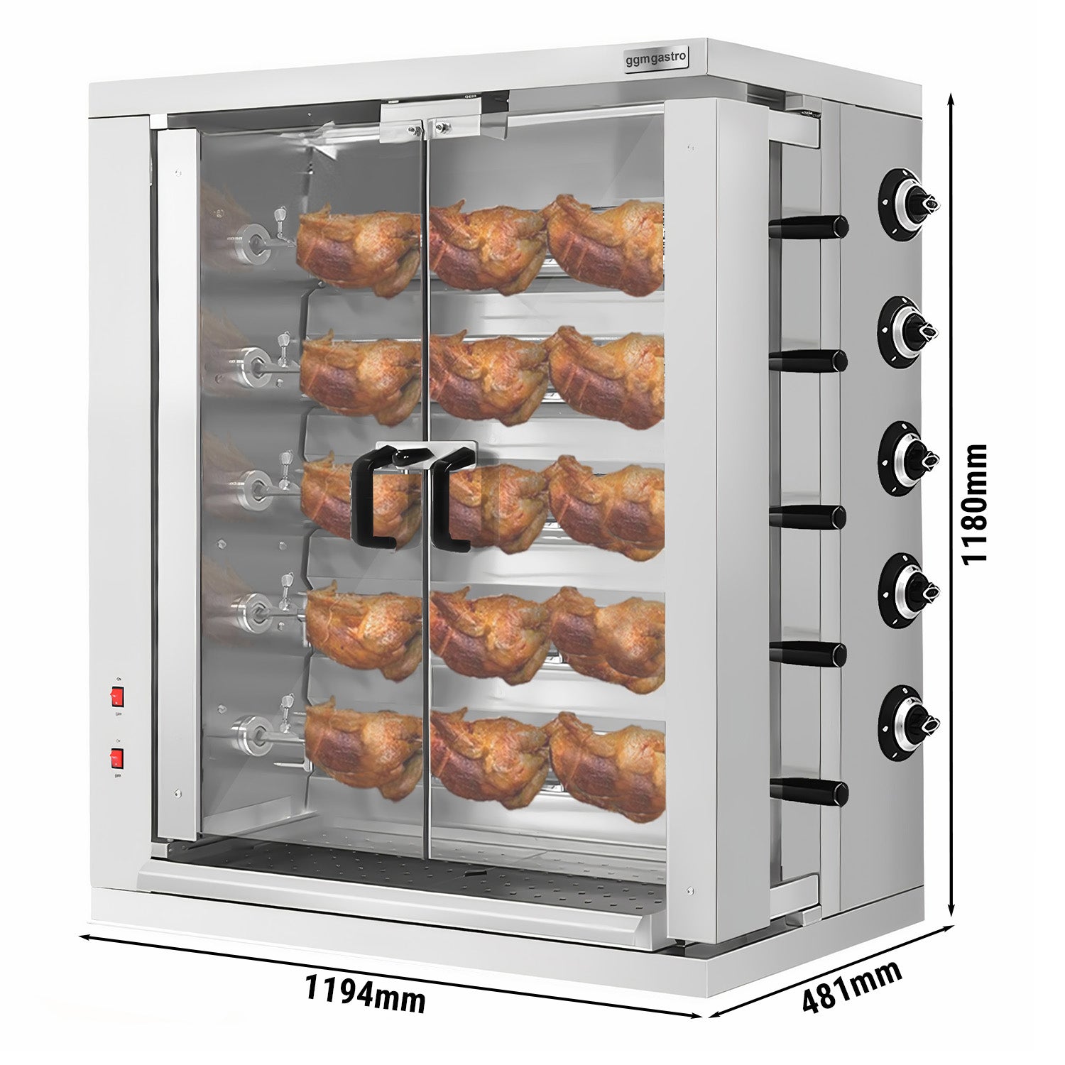 Electric grill for chickens ECO - 16.5kW - with 5 skewers for 30 chickens