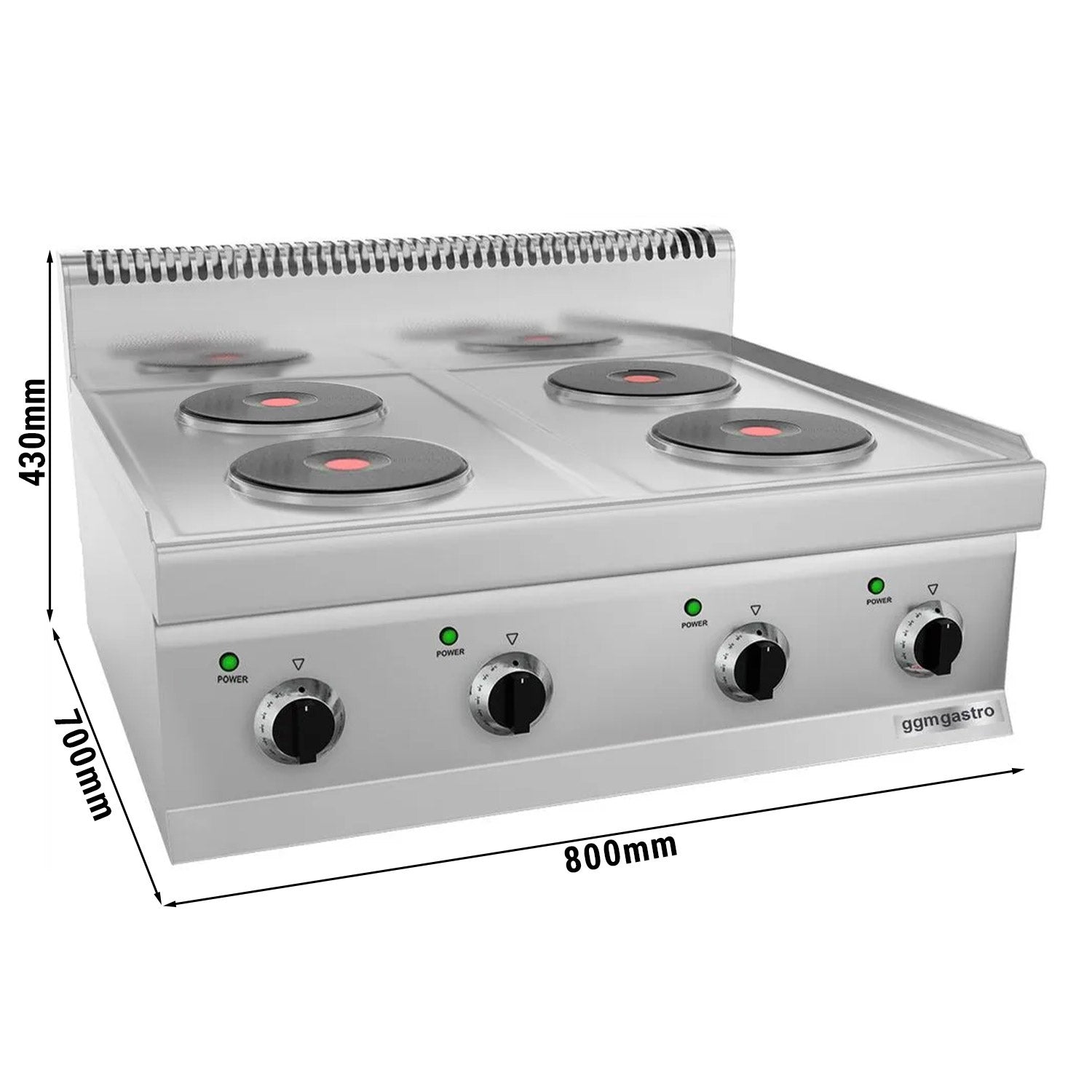 Electric hobs with 4 round plates (9.2 kW)