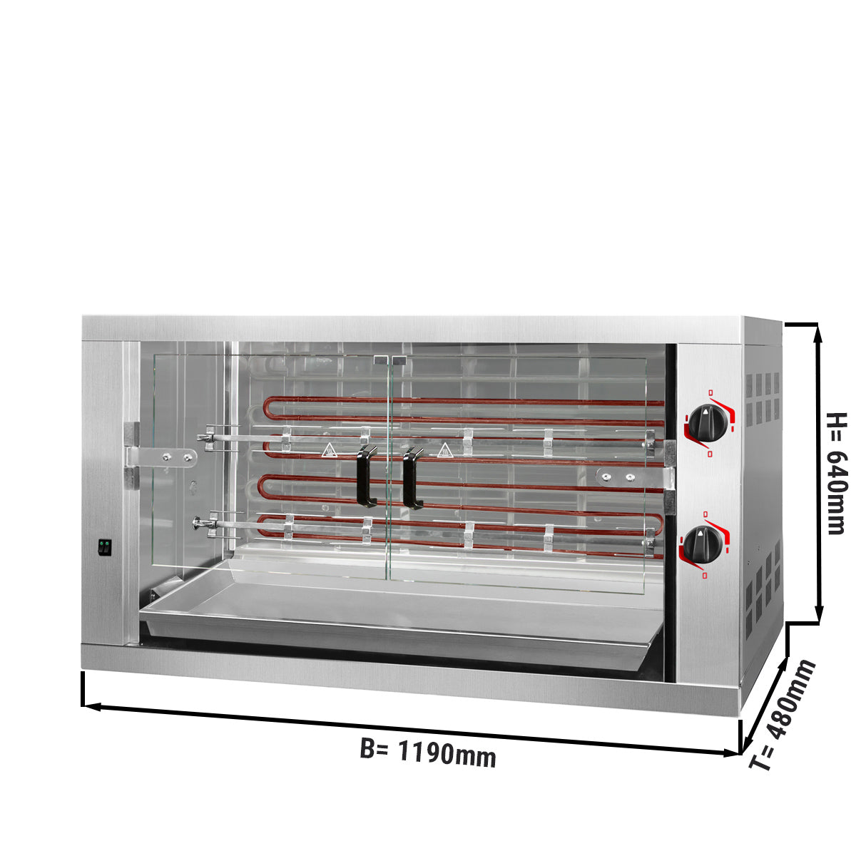 Electric grill for chickens Compact with 2 skewers for 12 chickens