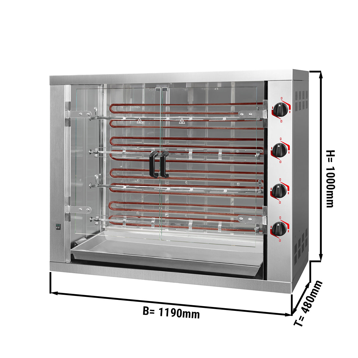 Electric grill for chickens Compact with 4 skewers for 24 chickens