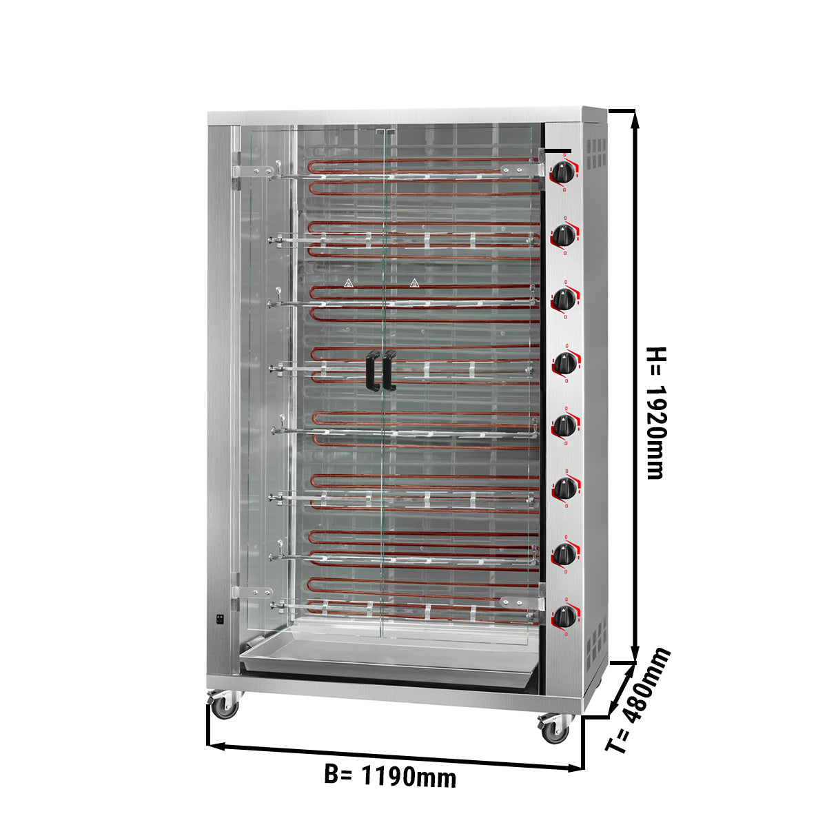 Electric grill for chickens Compact with 8 skewers for 48 chickens