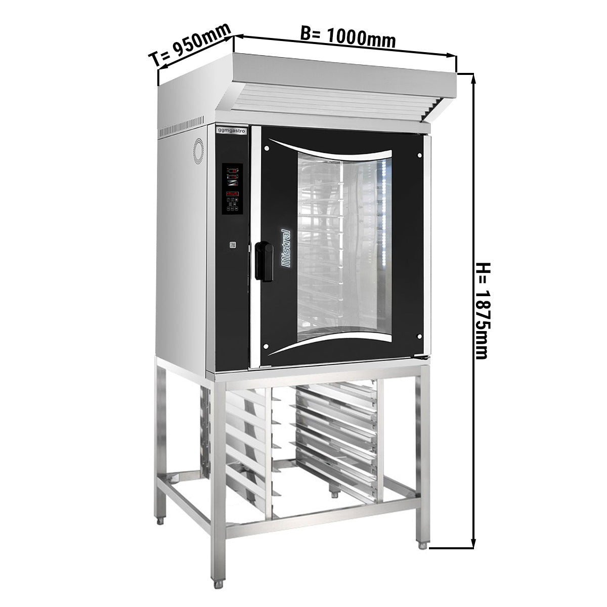 Hot air electric oven digital - 10x EN 60 x 40 cm - including hood and base