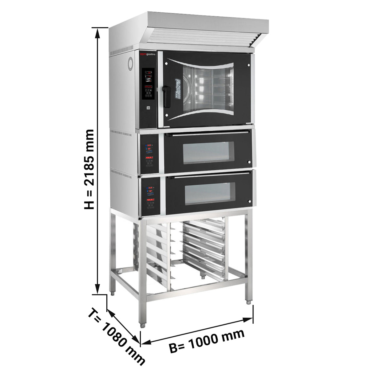 Hot air electric oven Digital - 6x BG 60 x 40 cm - incl. 2 pizza ovens/panel, cover and bottom frame