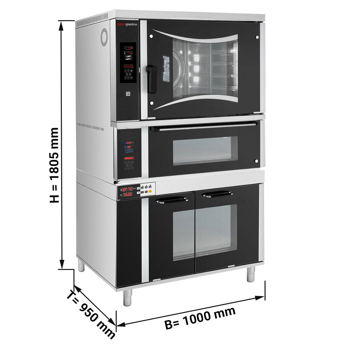 Hot air electric oven Digital - 6x BG 60 x 40 cm - incl. pizza oven/panel and baking cabinet