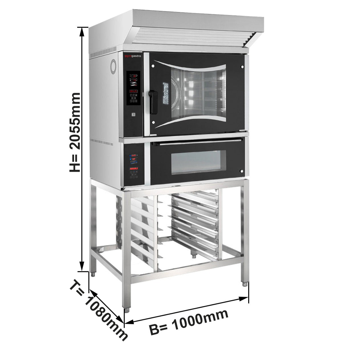 Hot air electric oven Digital - 6x BG 60 x 40 cm - incl. pizza oven/panel and bottom frame