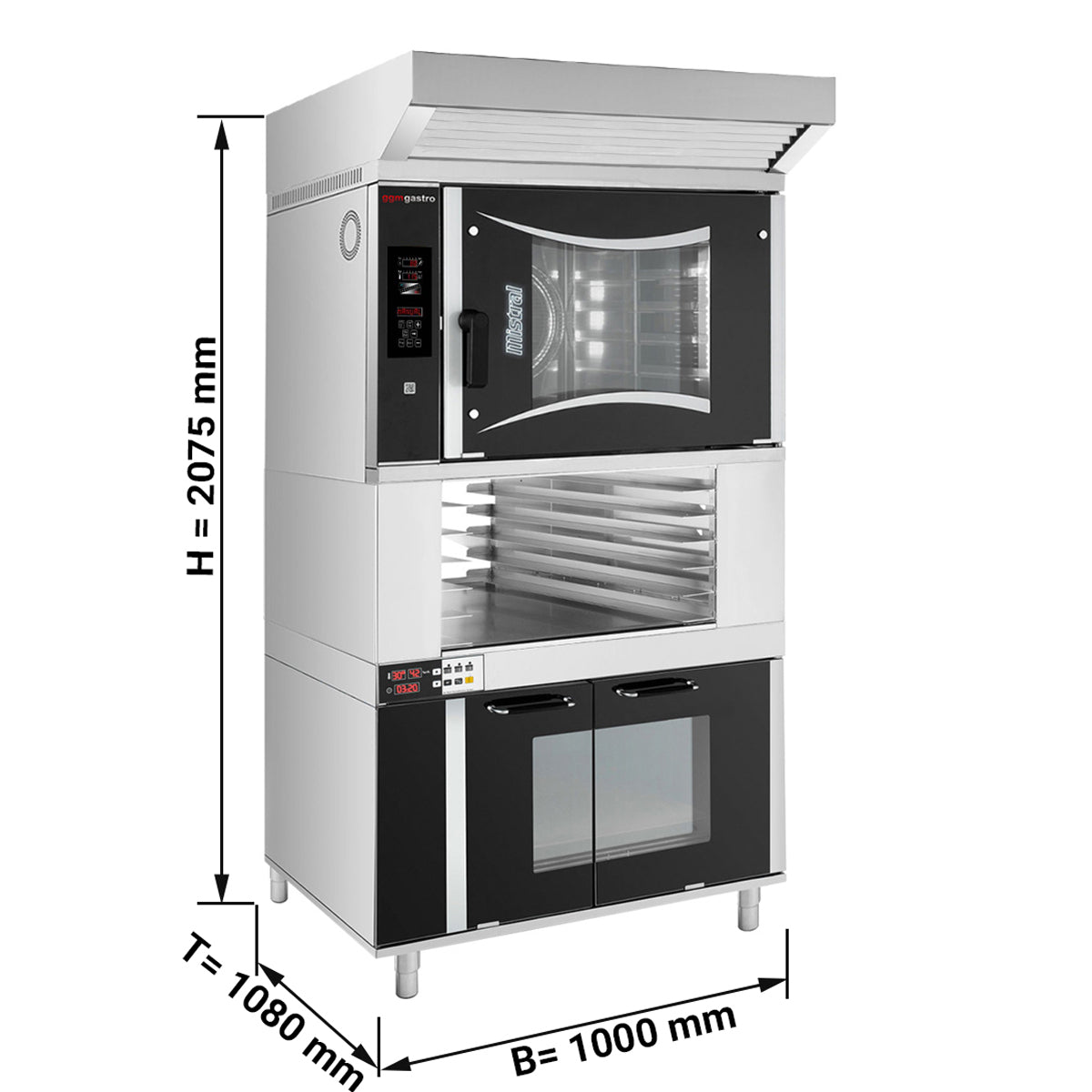 Hot air electric oven Digital - 6x BG 60 x 40 cm - incl. lid, concealer and stand