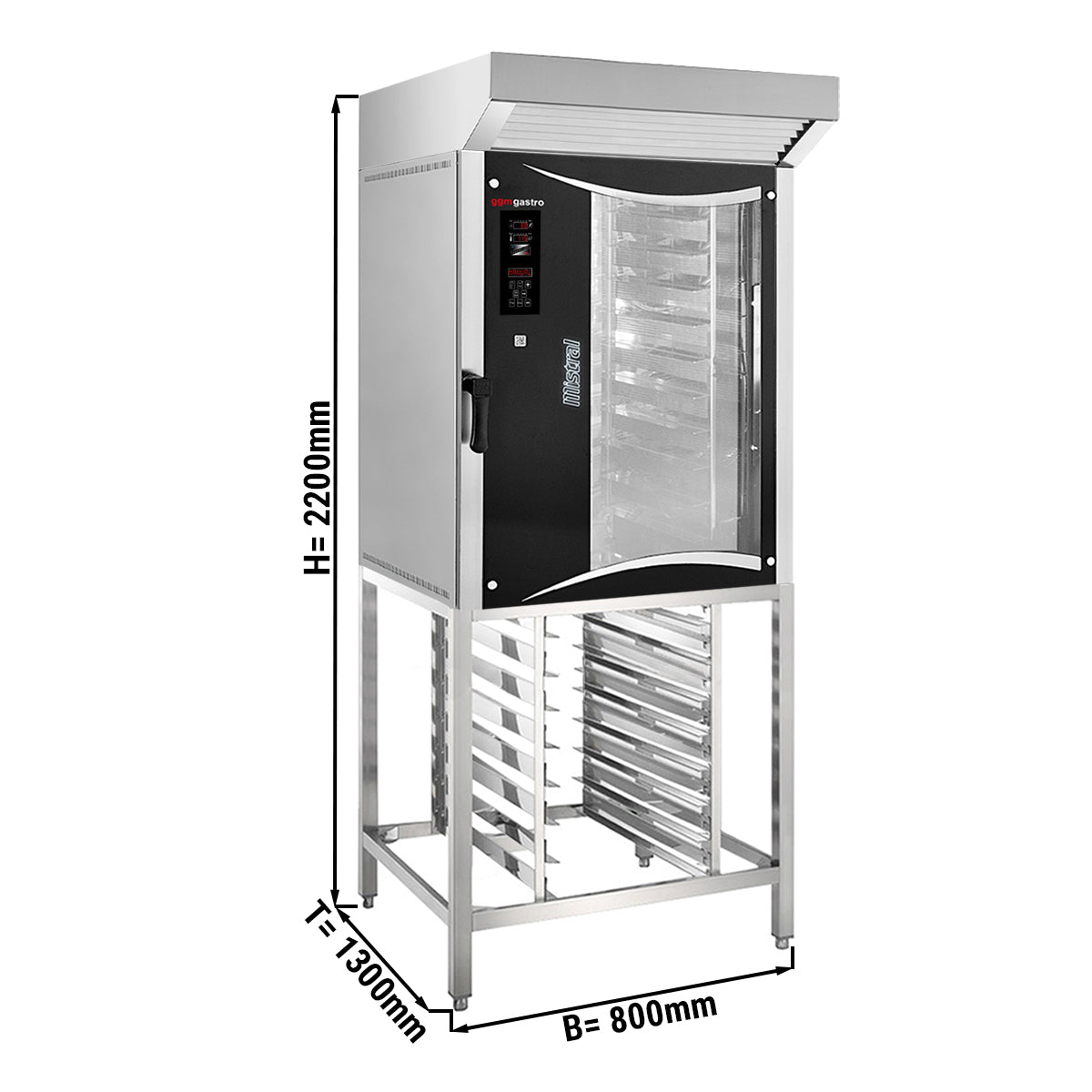 Hot air electric oven digital - 10x EN 40 x 80 cm - including hood and base