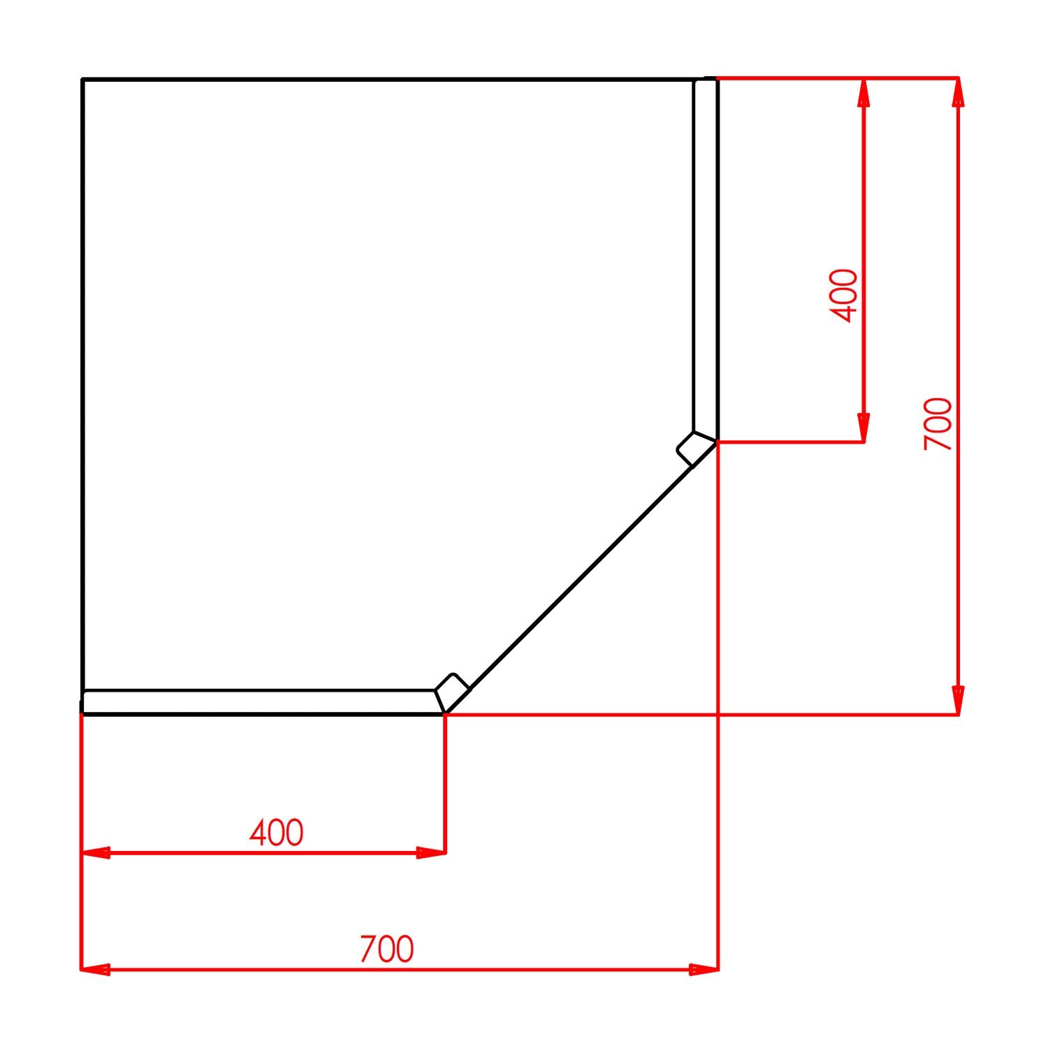 Corner wall-mounted cabinet 0.7 m - with double door 0.65 m high