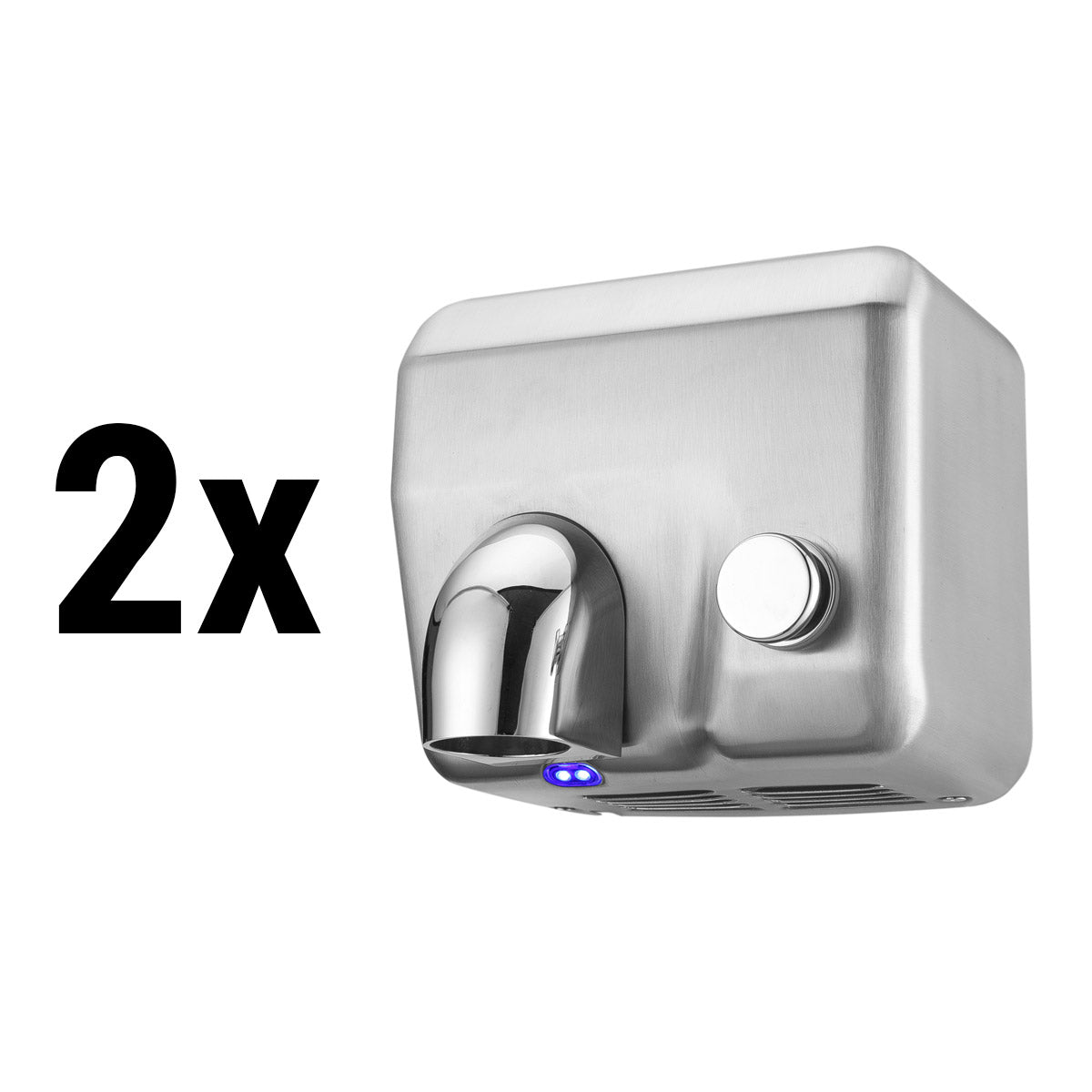 (2 pieces) stainless steel hand dryer with button - mat