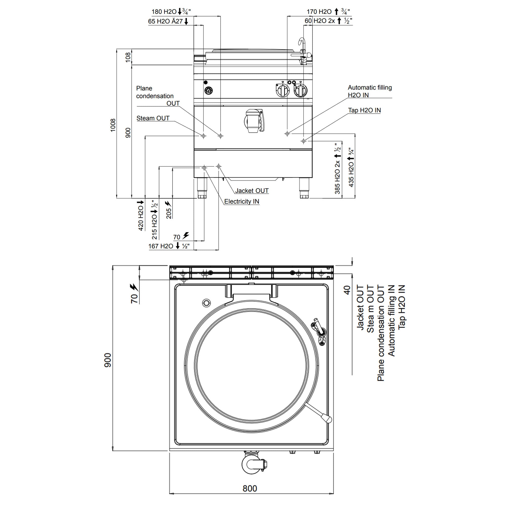 Electric cooking pot 150 liters (18 kW) - indirect heating