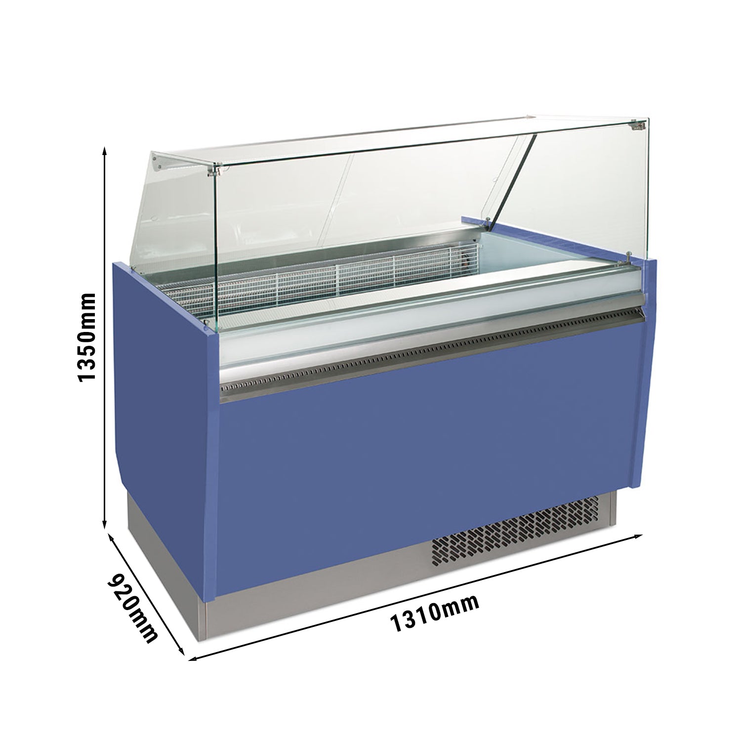 Ice cream display case 1.25 x 0.92 m - blue