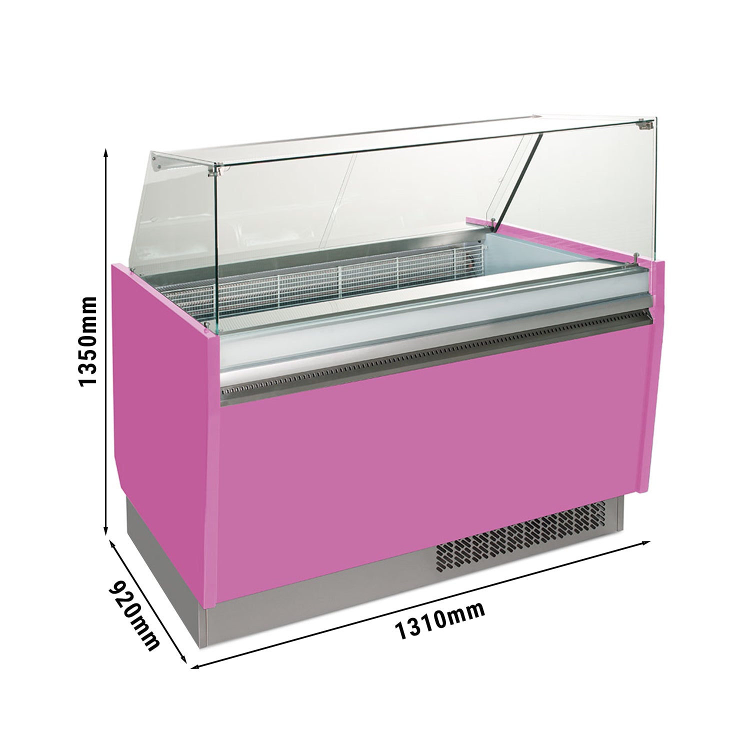 Ice cream display case 1.25 x 0.92 m - cyclamen