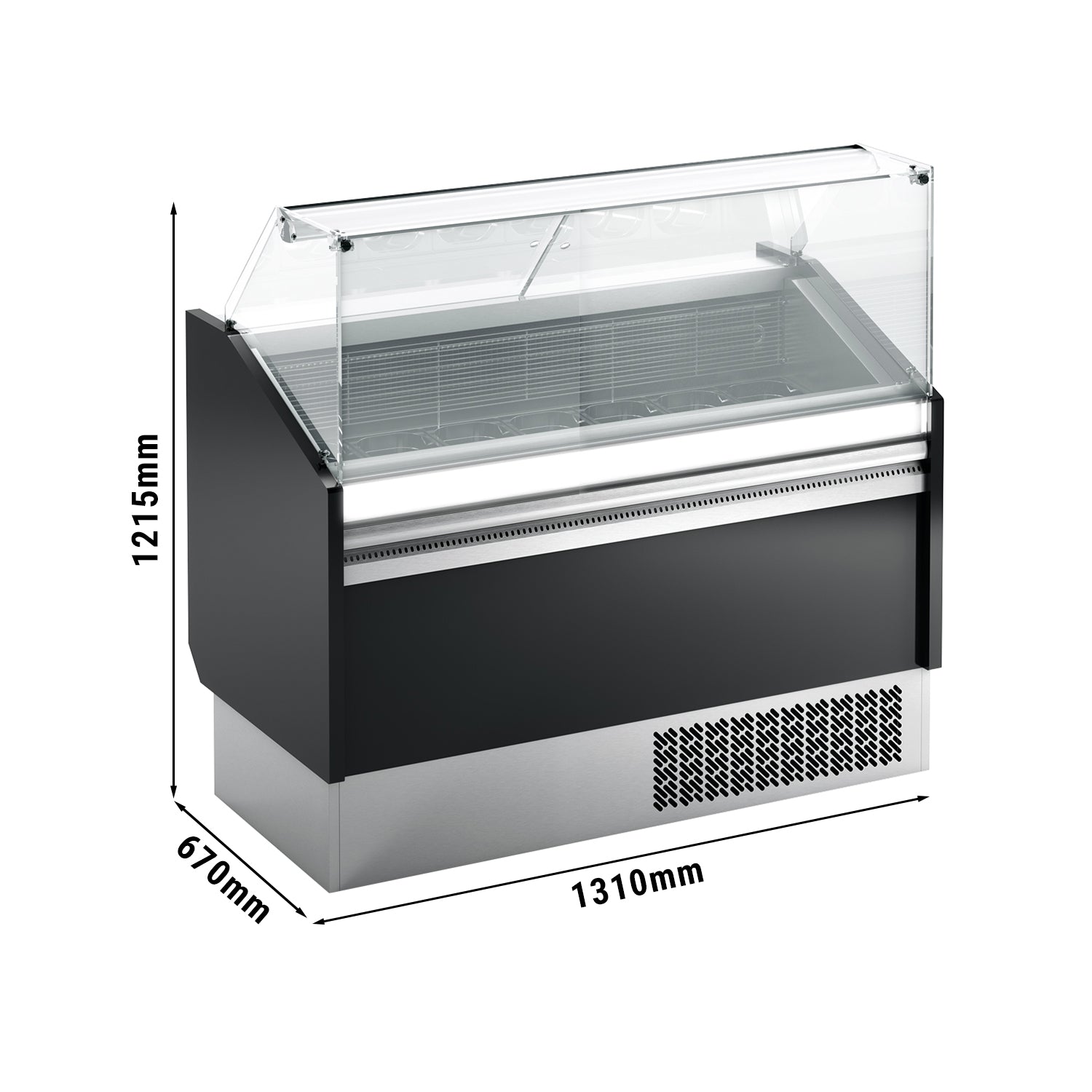 Ice cream display case - 1.31 x 0.67 m - Black