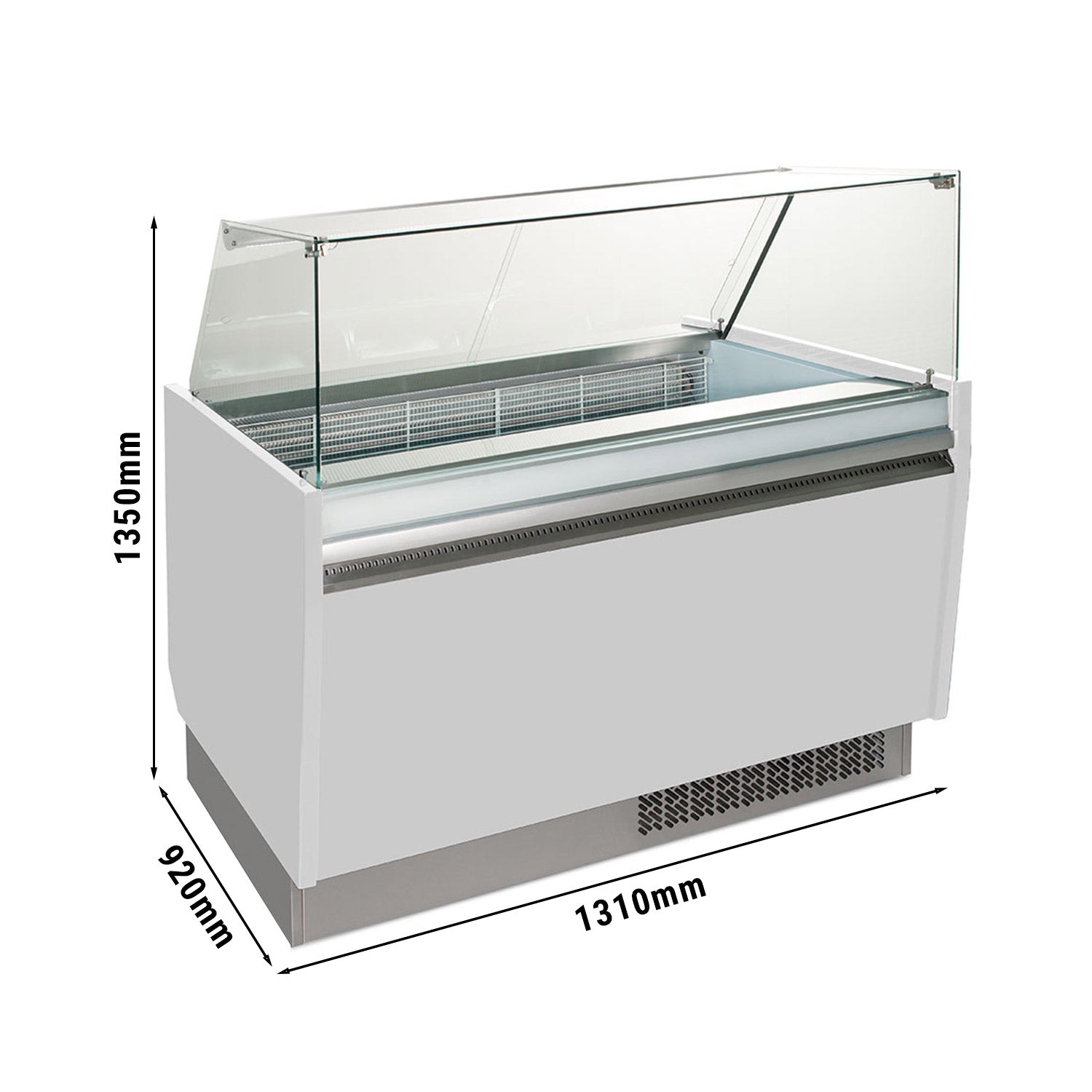 Ice cream display case 1.25 x 0.92 m - white