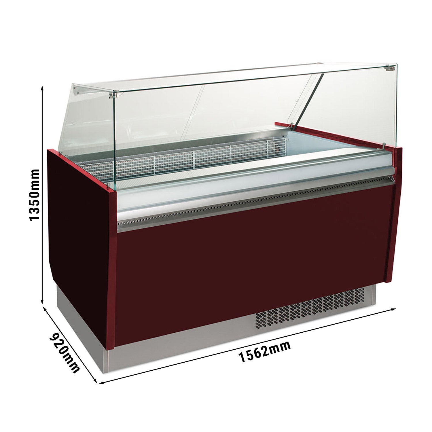 Ice cream display case 1.56 x 0.92 m - red garnet