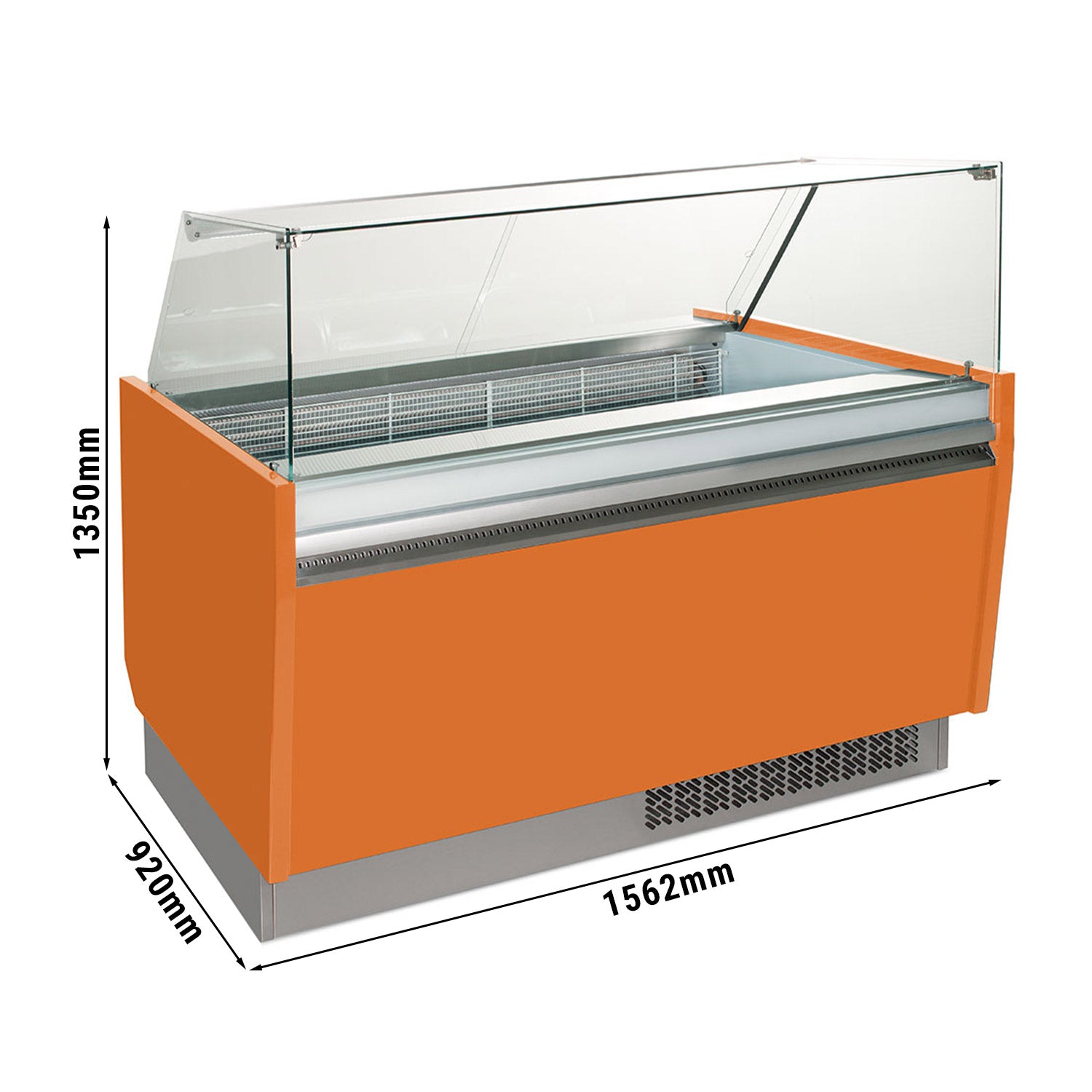 Ice cream display case 1.56 x 0.92 m - orange