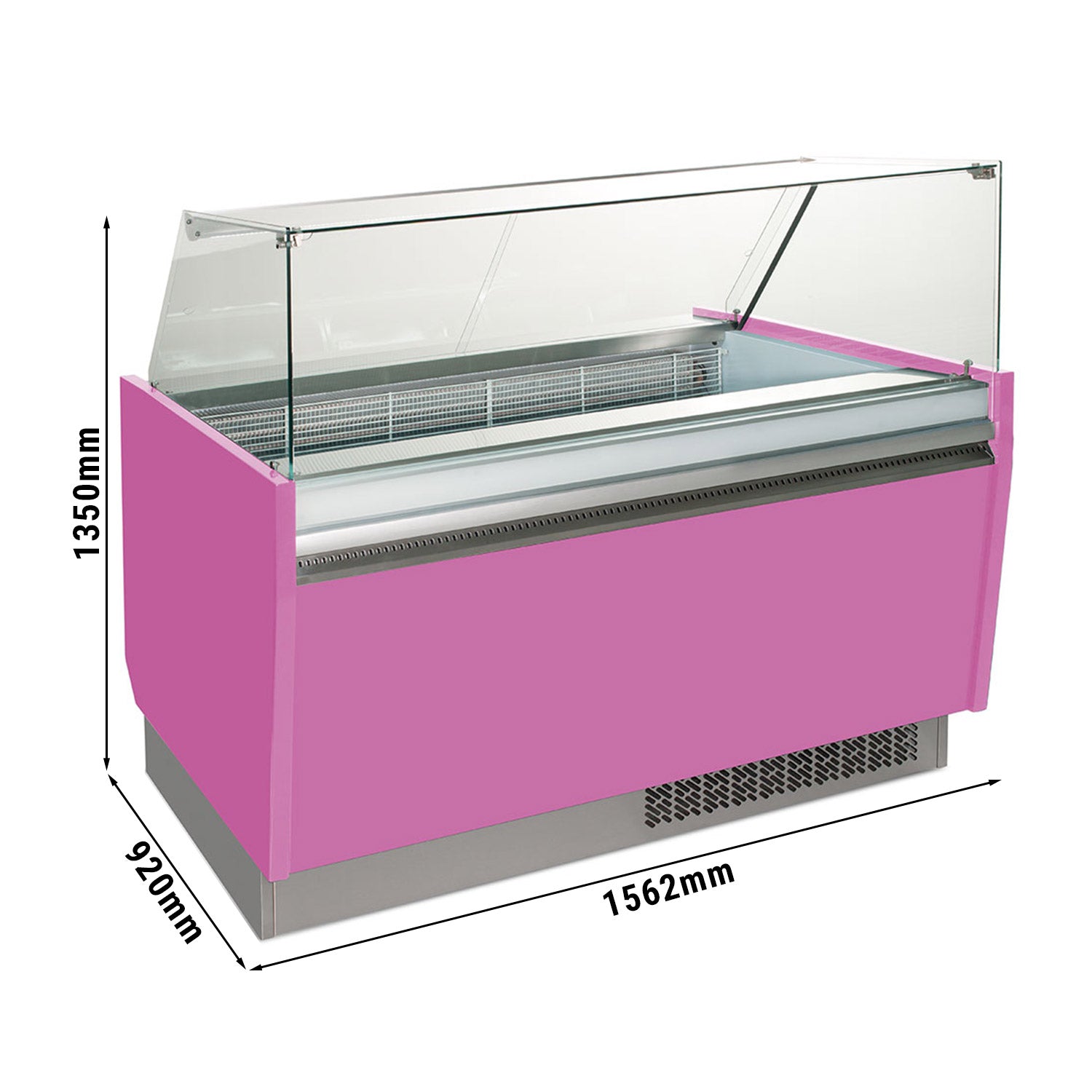 Ice cream display case 1.56 x 0.92 m - cyclamen