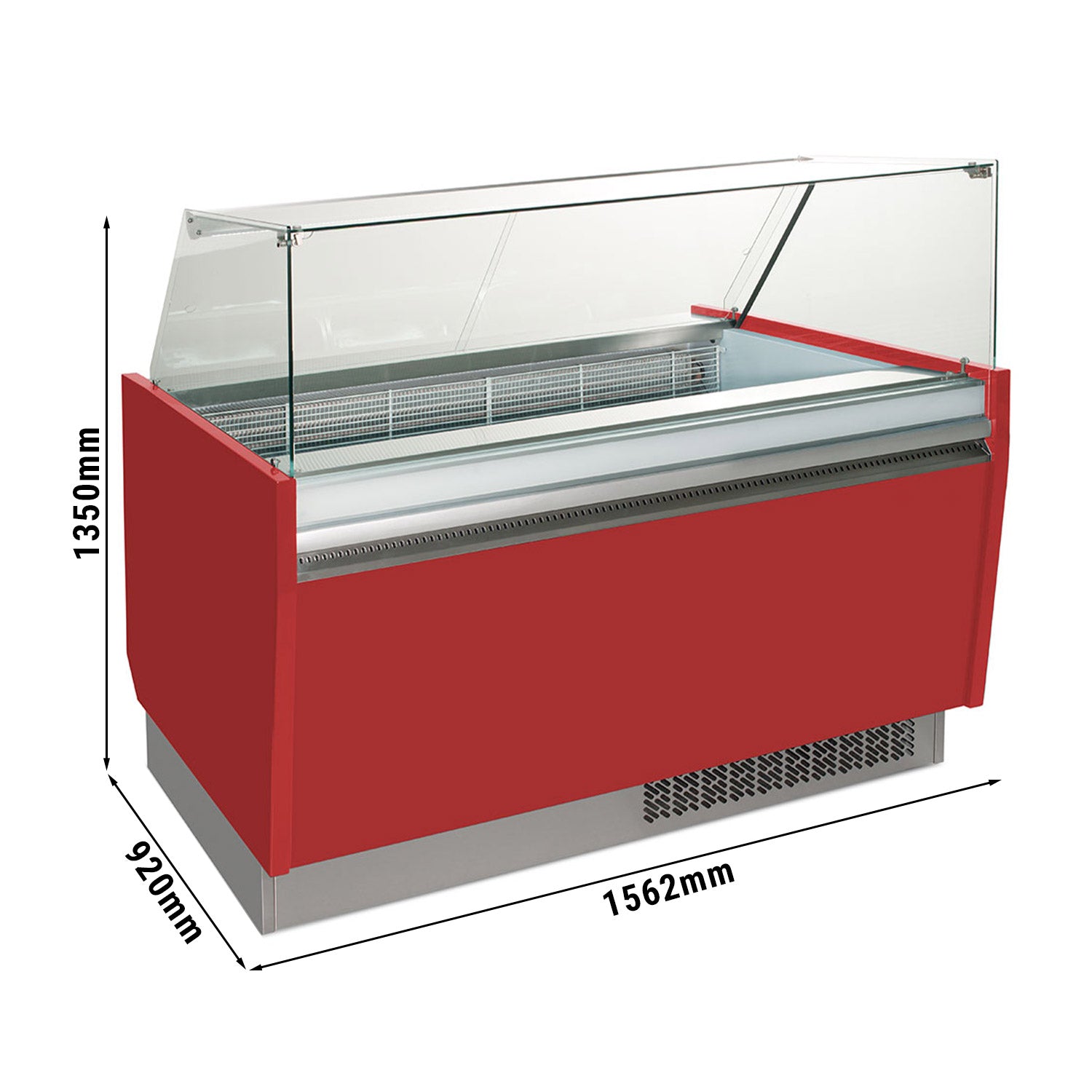 Ice cream display case 1.56 x 0.92 m - red