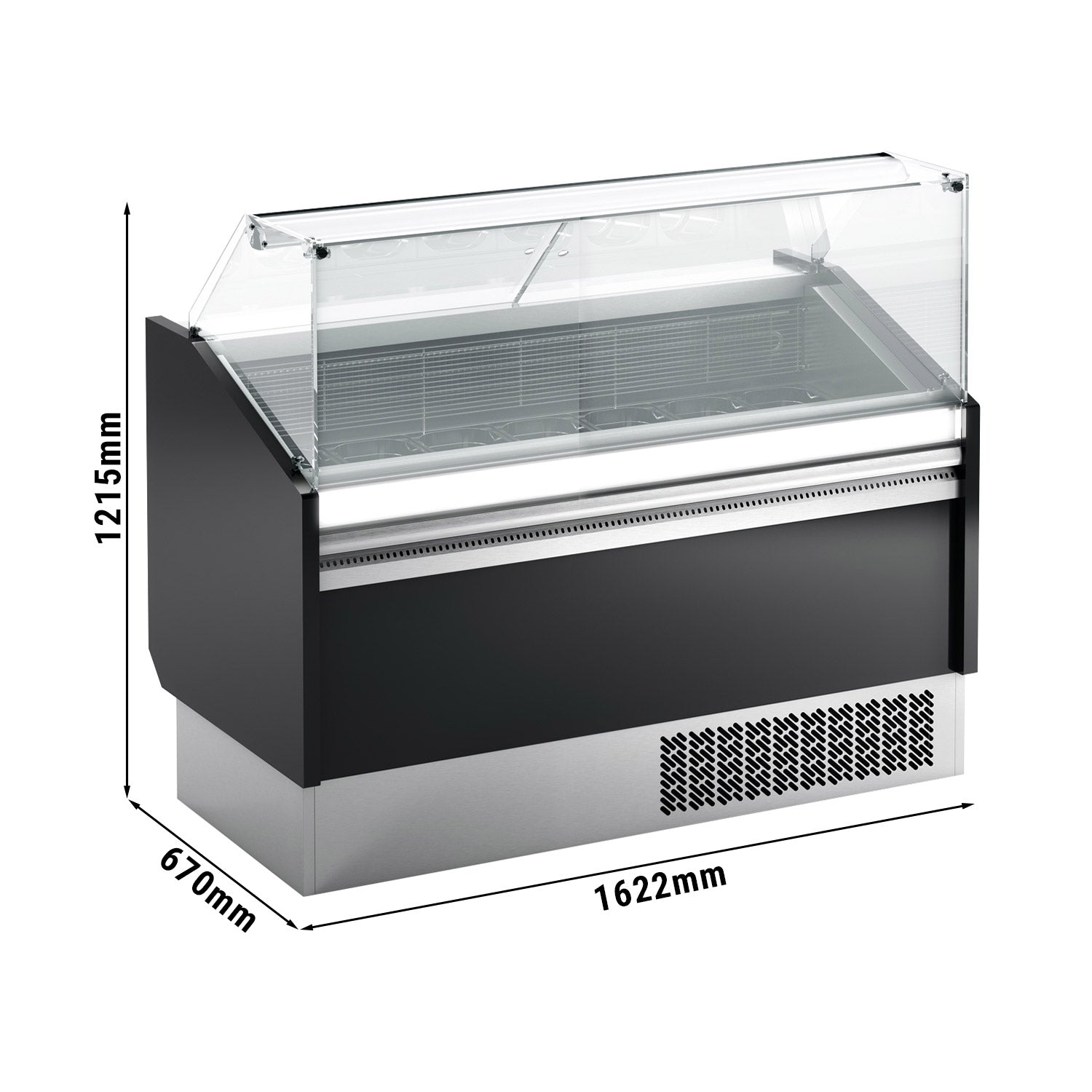 Ice cream display case - 1.622 x 0.67 m - Black