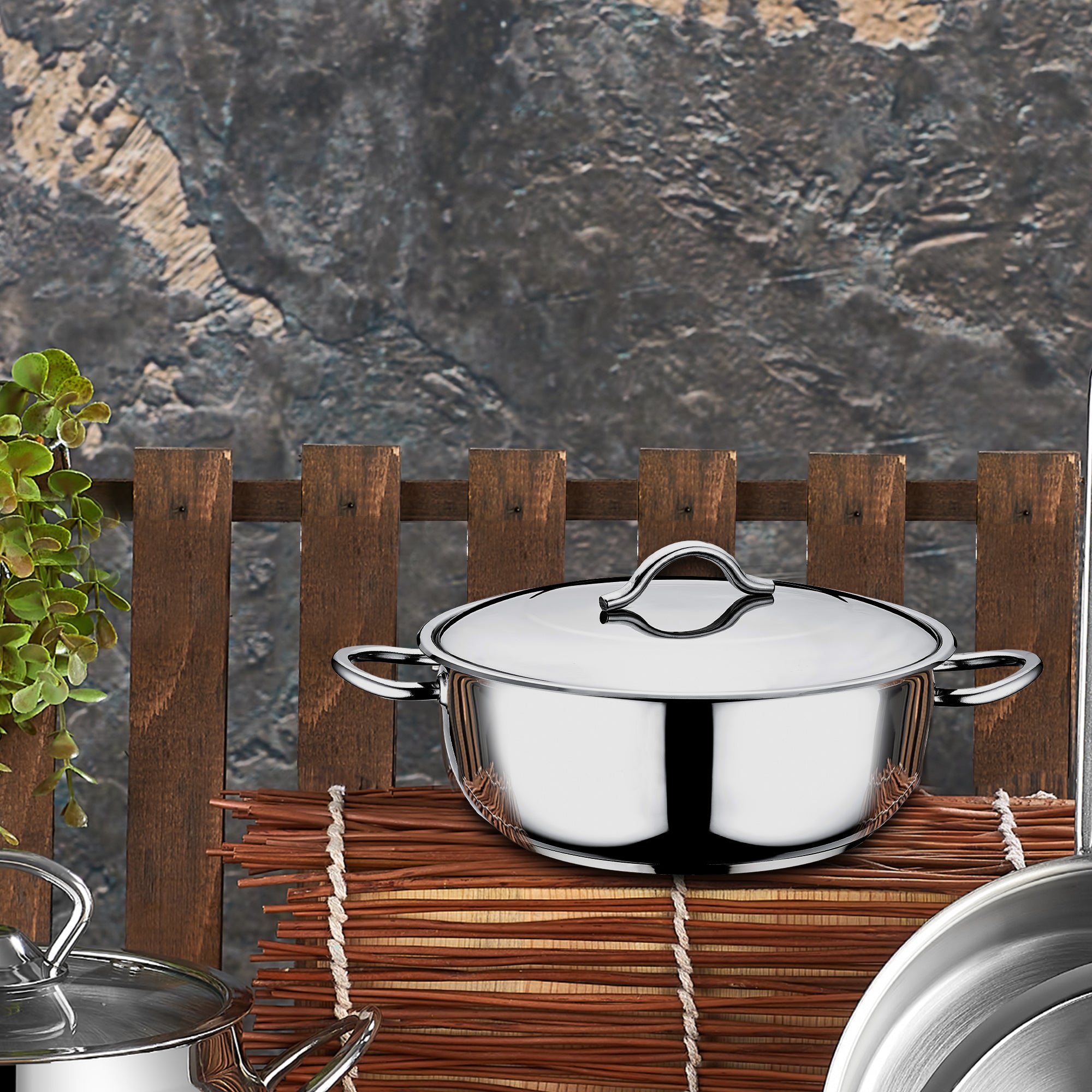 Gastro pot in stainless steel - Ø 340 mm - height 120 mm - 10.40 liters