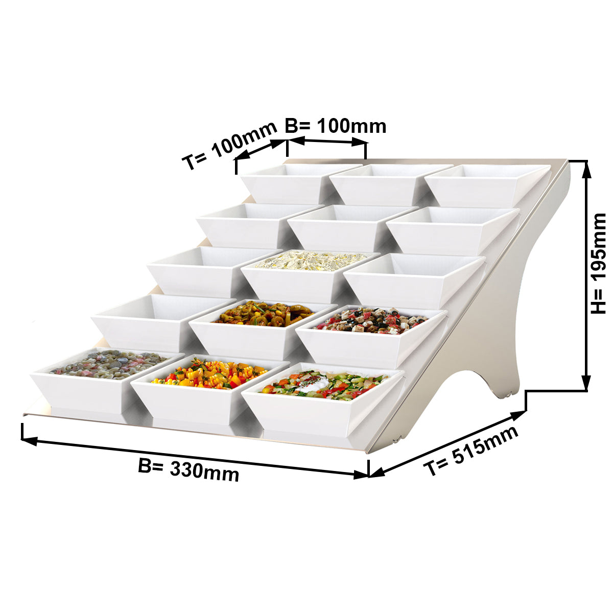 Shelf / Buffet stand - incl. 15 melamine bowls - corner