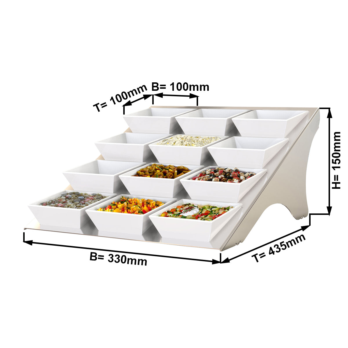 Shelf / Buffet stand - incl. 12 melamine bowls - corner