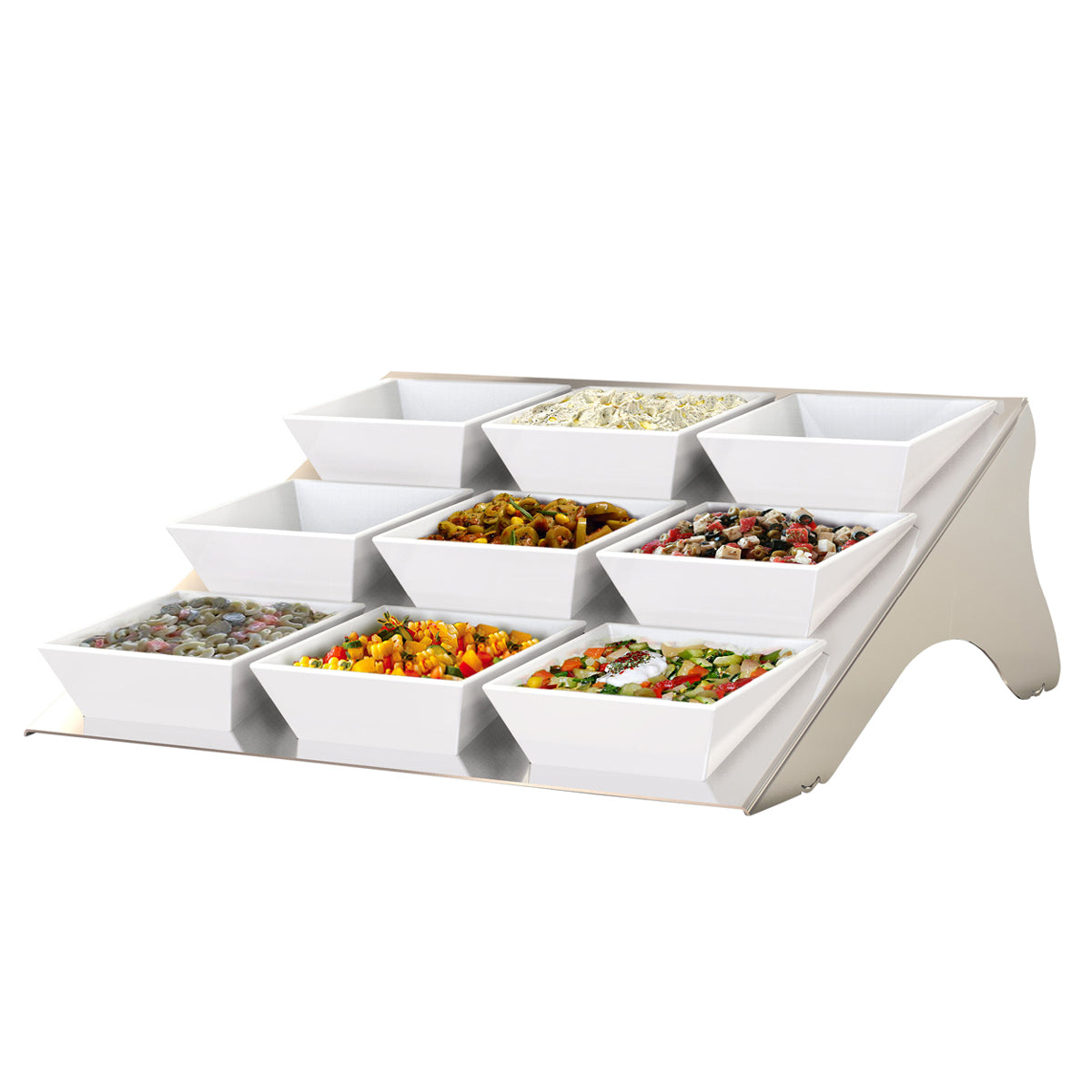 Shelf / Buffet stand - incl. 9 melamine bowls - corner