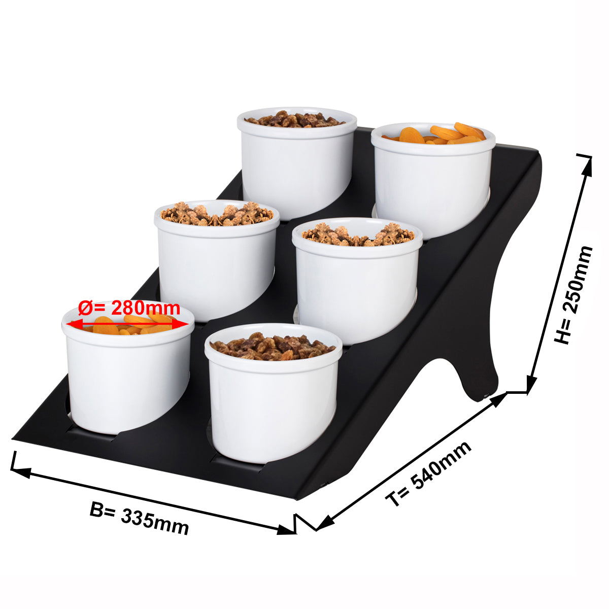 Shelf / Buffet stand - incl. 6 melamine bowls - round