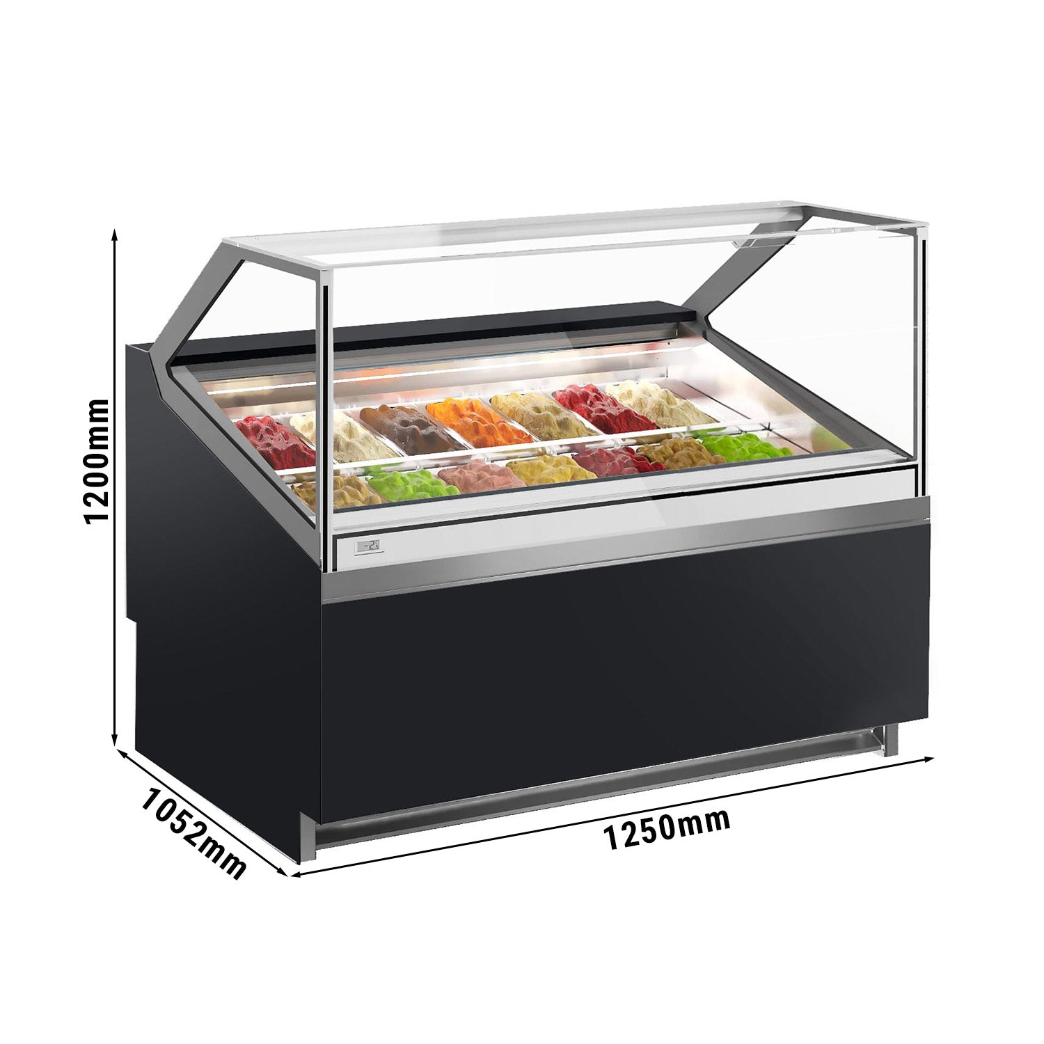 Ice cream counter - 1.20 x 1.20 m - black