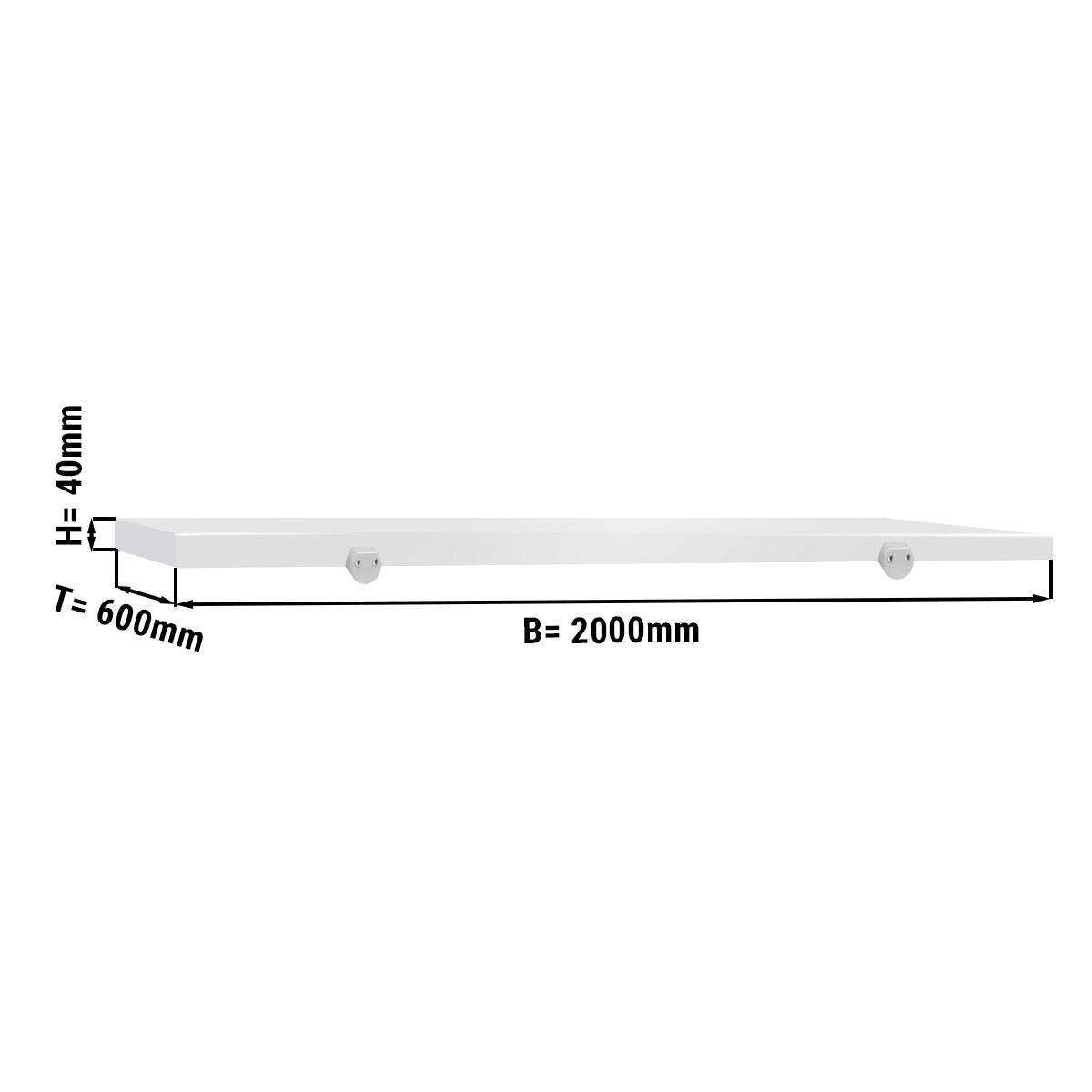 Cutting plate for butcher's table - 200 x 60 cm - white