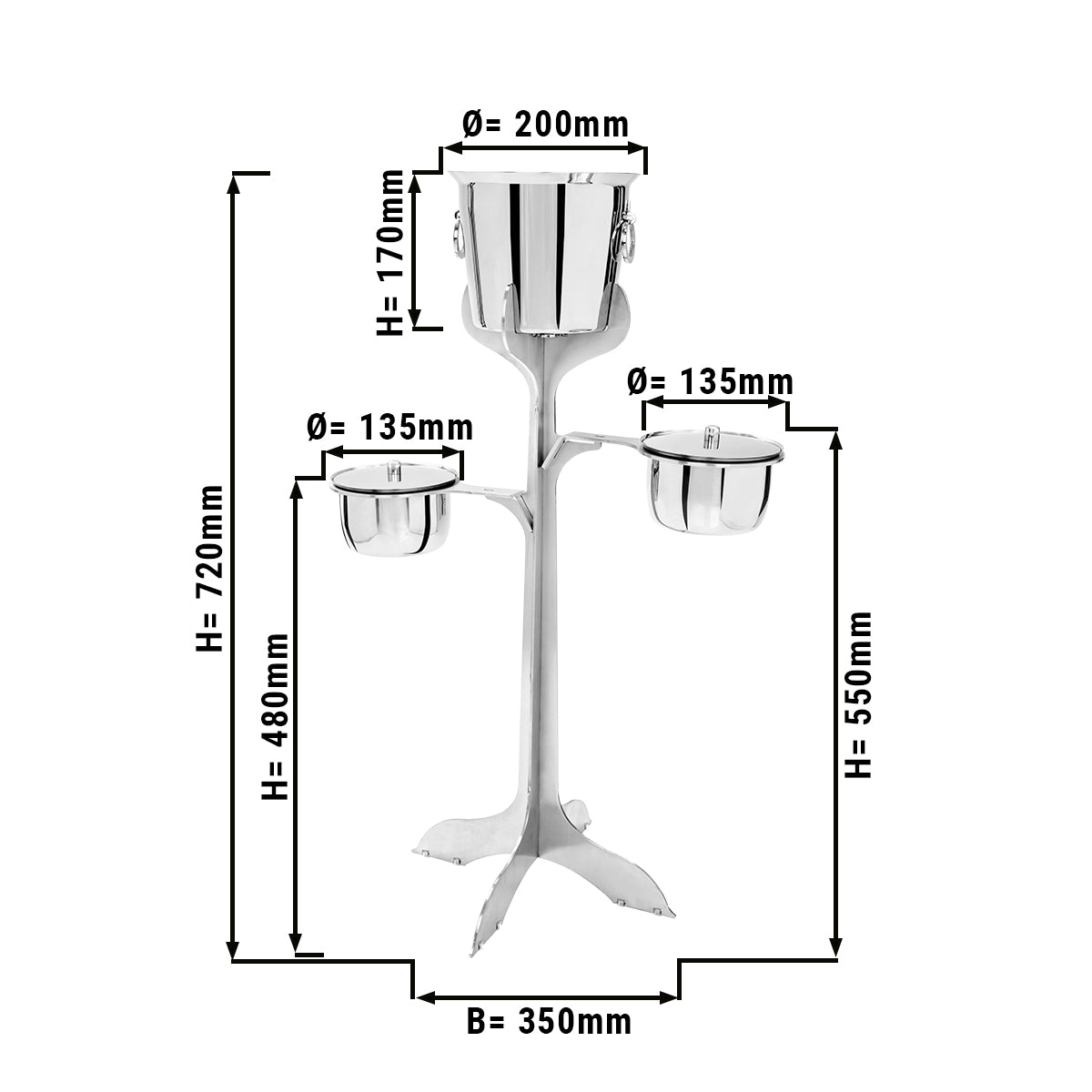 Bottle cooler in a stand - stainless steel