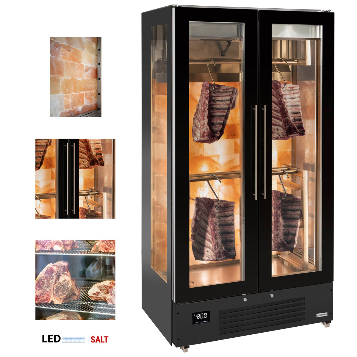 Meat aging cabinet - 1.0 x 0.69 m - with 2 glass doors