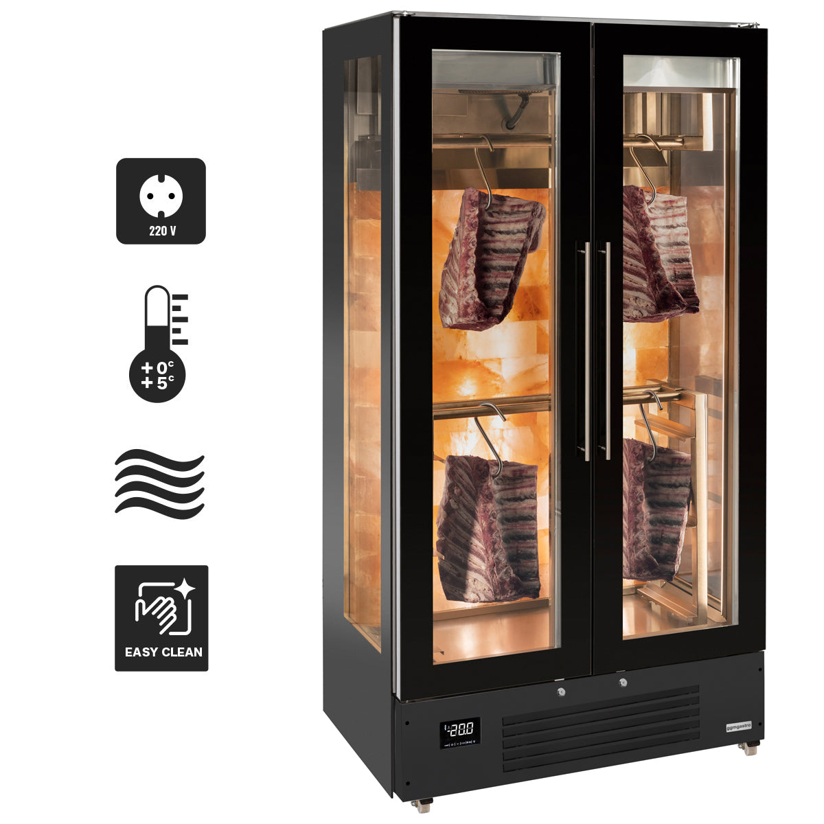 Meat aging cabinet - 1.0 x 0.69 m - with 2 glass doors