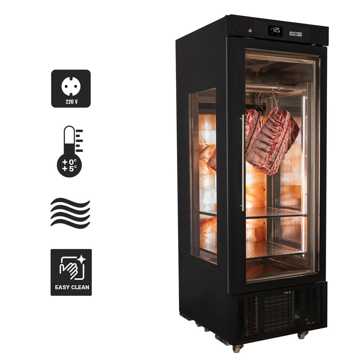 Meat aging cabinet 0.70 m - with 1 glass door - black