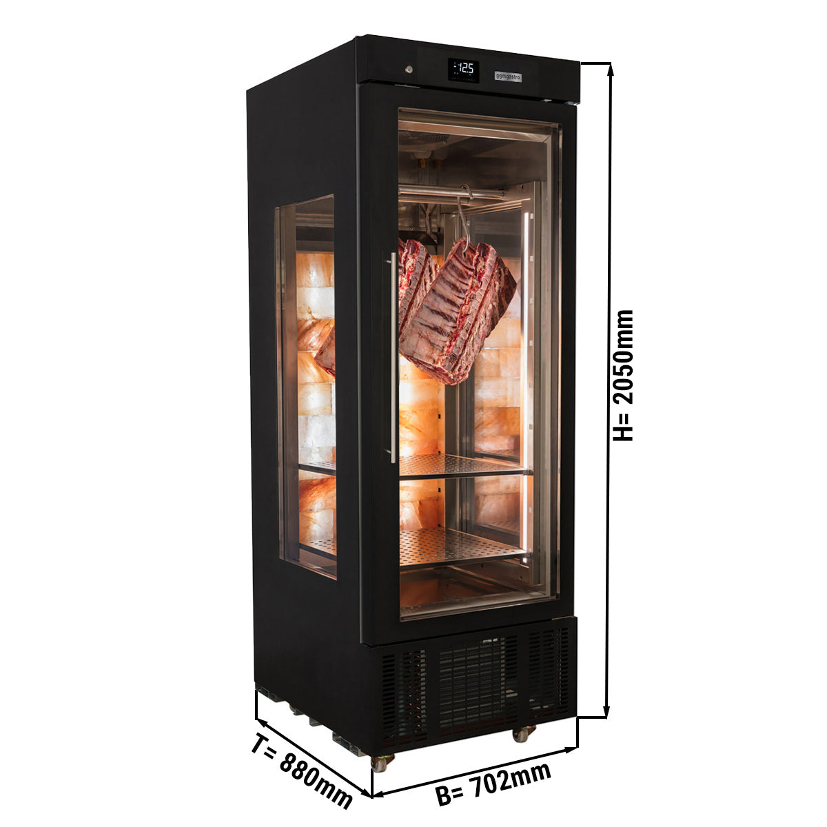 Meat aging cabinet 0.70 m - with 1 glass door - black