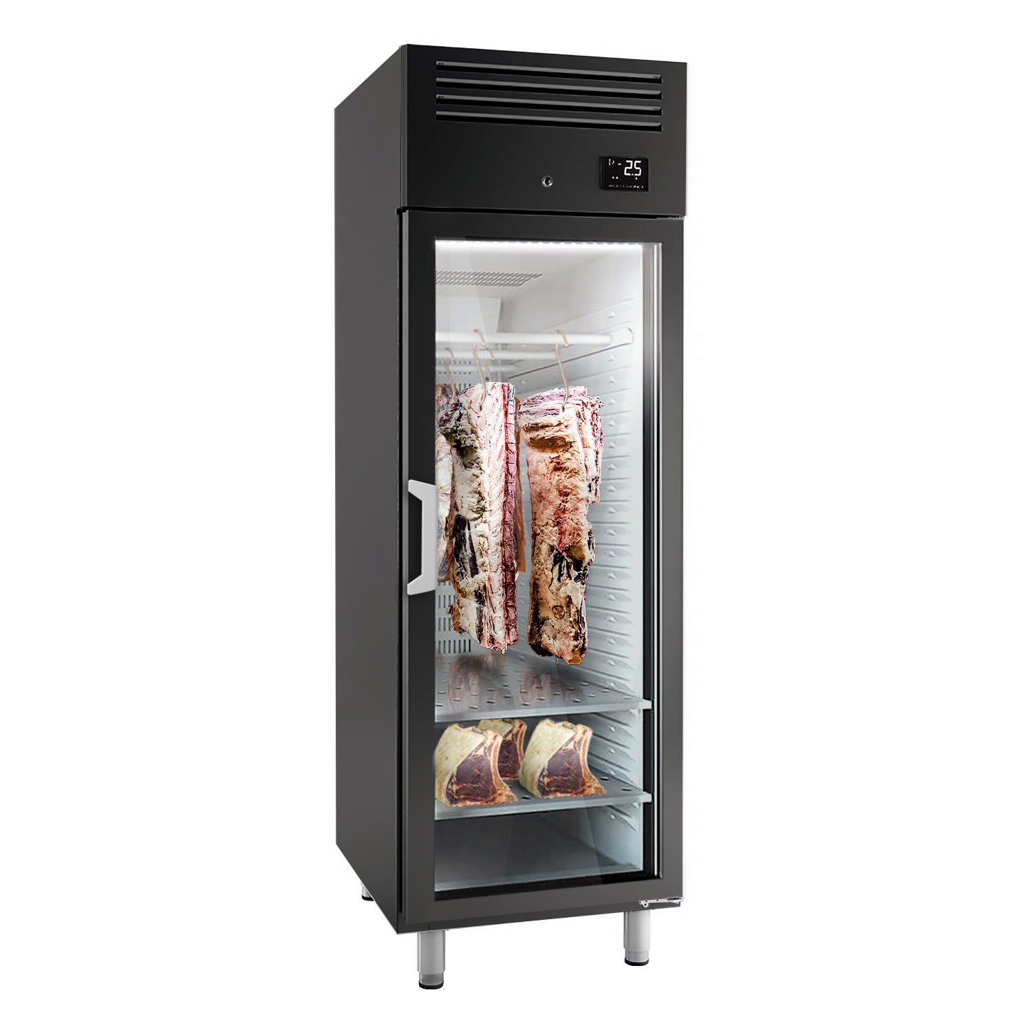 Cabinet for drying and curing meat 0.68 m - with 1 glass door - black