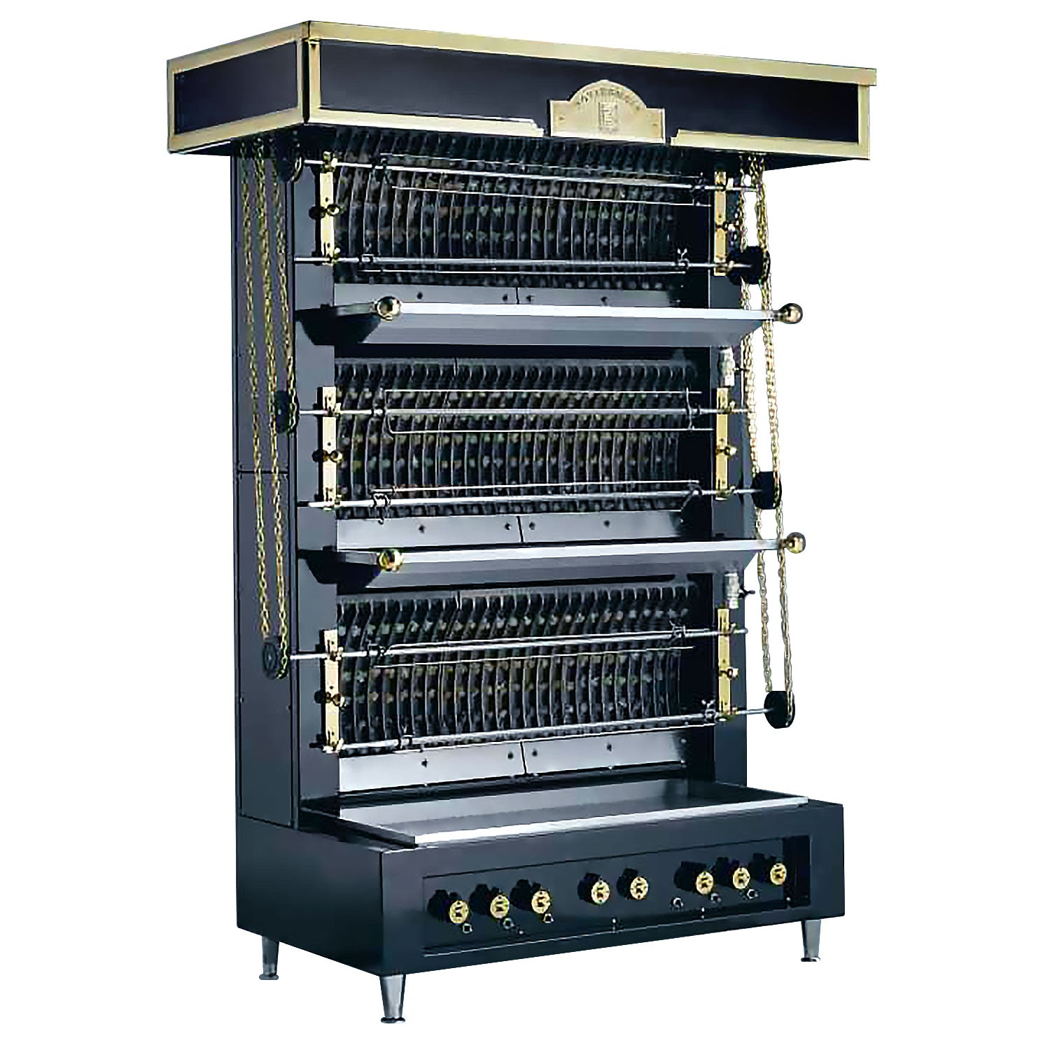 Wall grill UBERT with flame - 4 skewers for 20 chickens - 2 heating zones