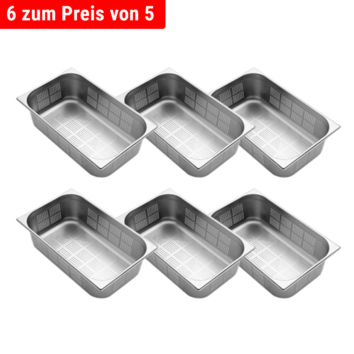 GN stainless steel container 1/1 - perforated - depth: 150 mm