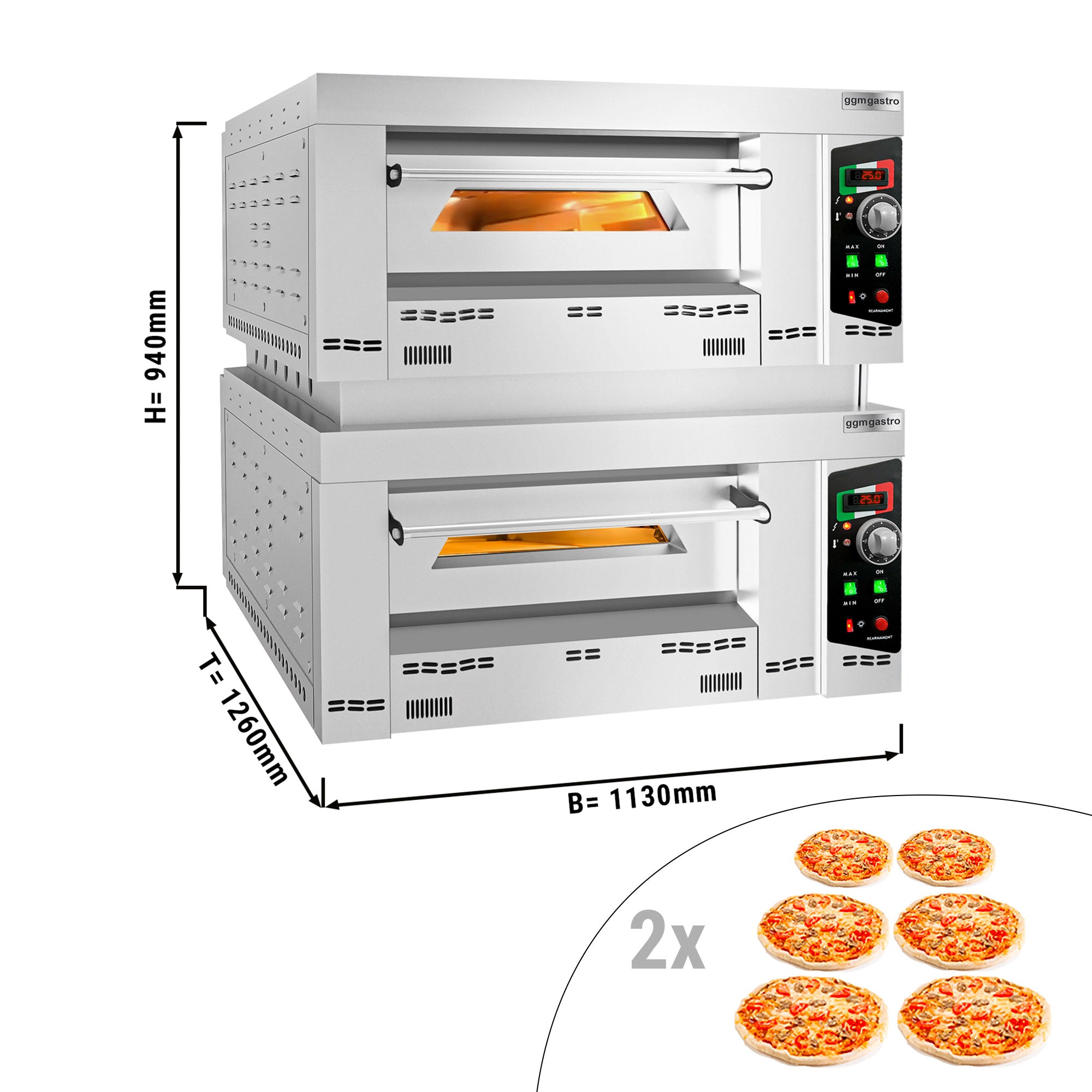 Газова фурна за пица 6+ 6х 34 см (дълбочина)