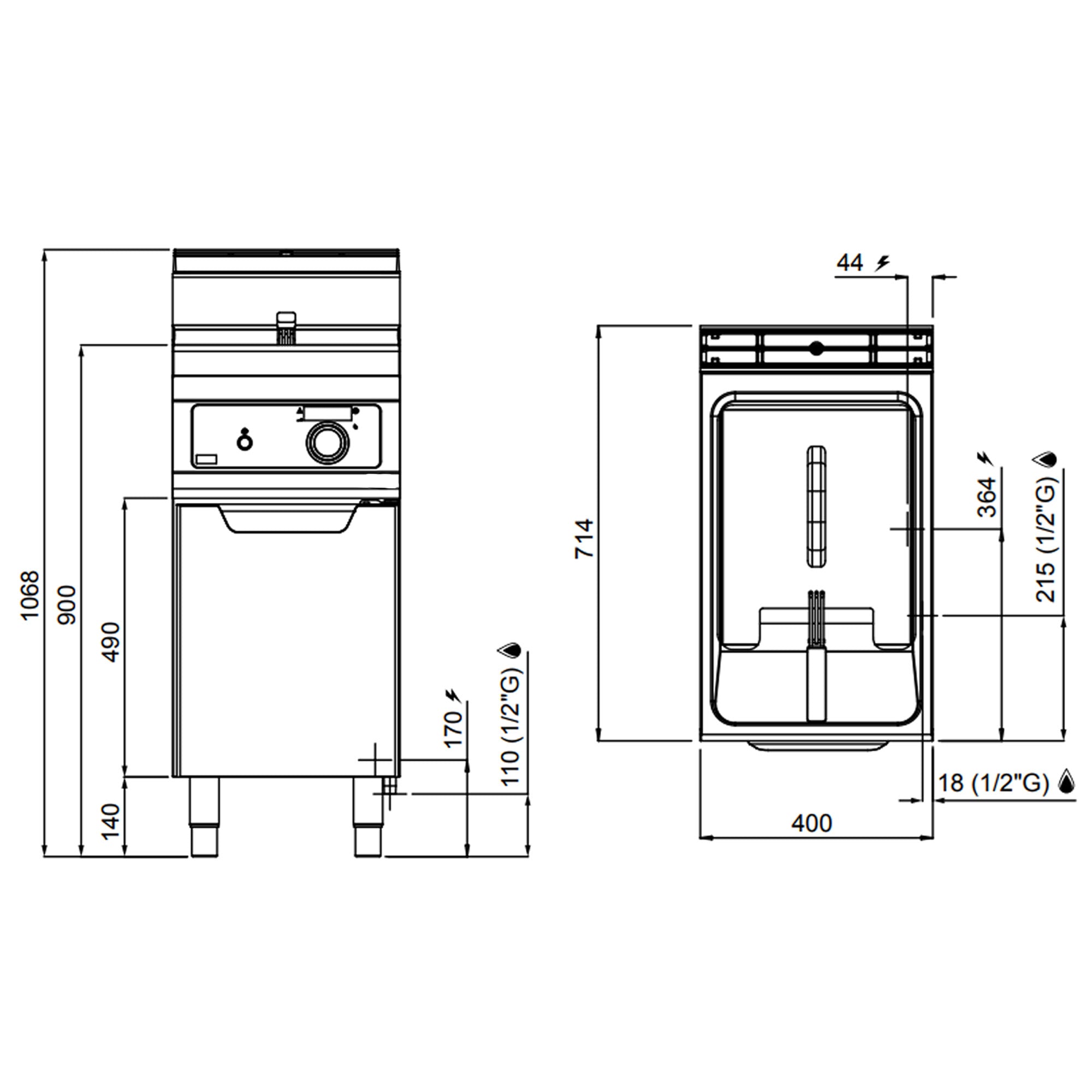 Gas fryer - 18 liters (14 kW) - Electronic control