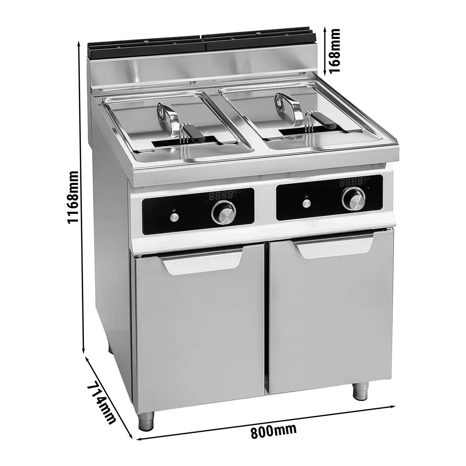 Gas fryer - 18 + 18 liters (28 kW) - Electronic control