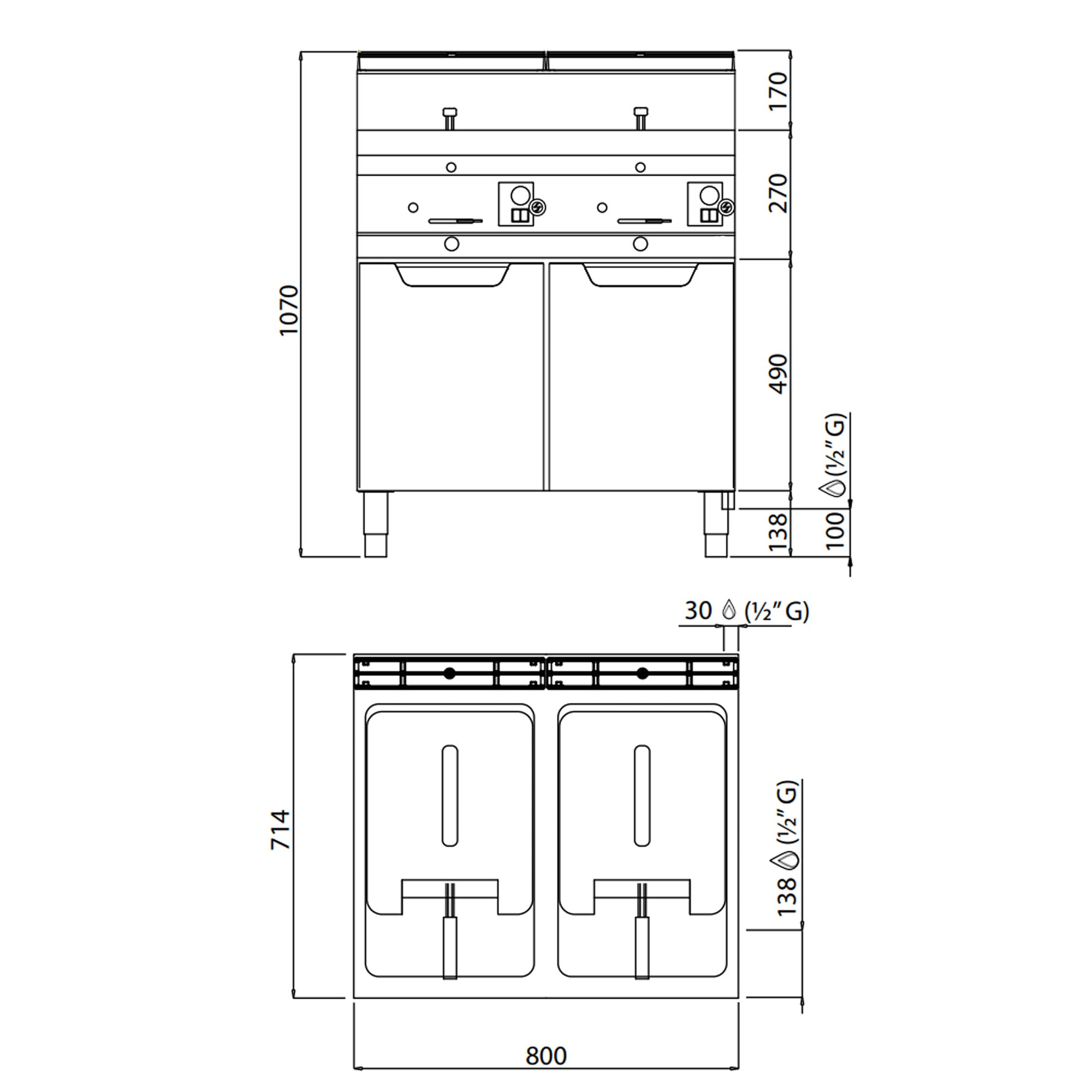 Gas fryer 10+10 liters (13.8 kW)