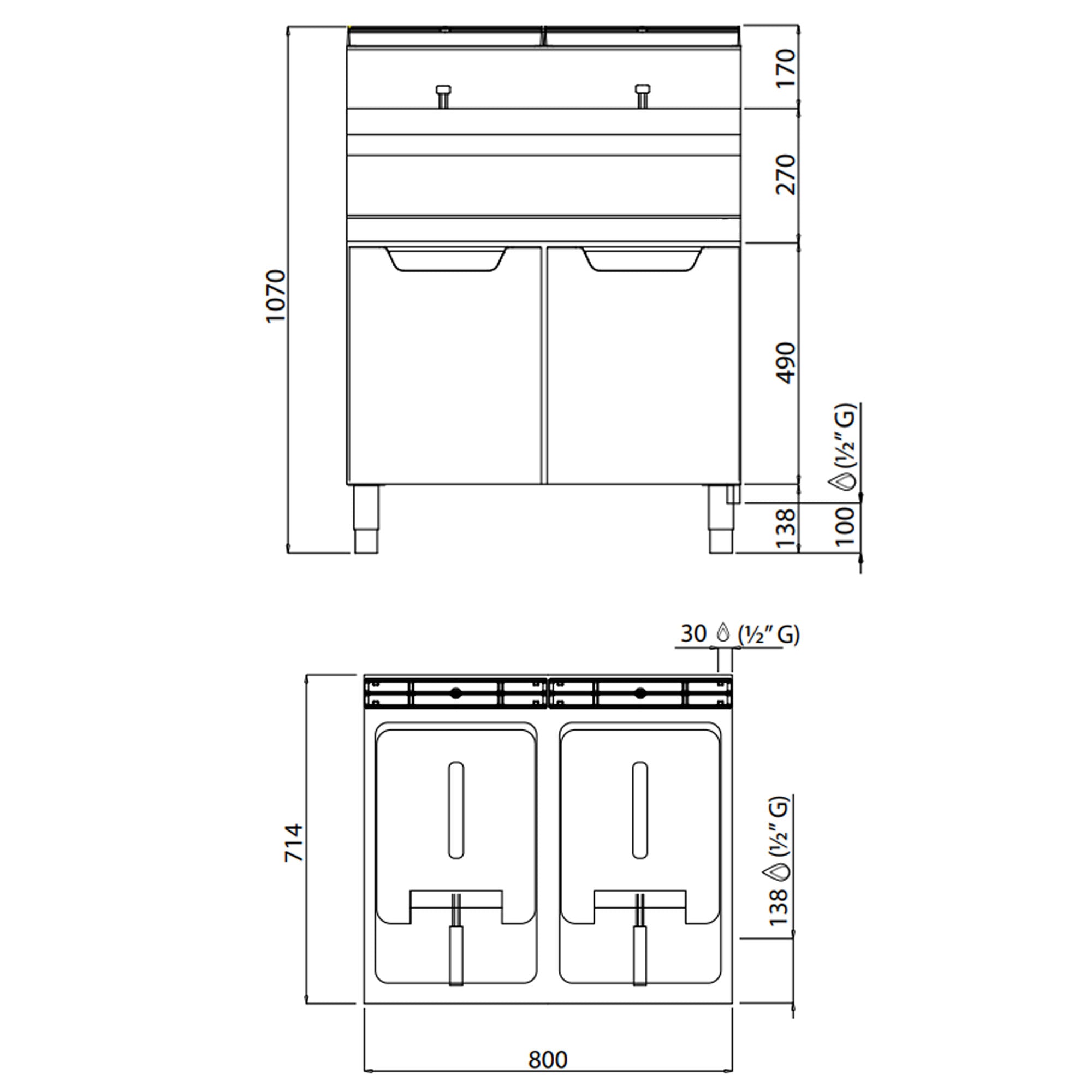 Gas fryer 15+15 liters (25.4 kW)