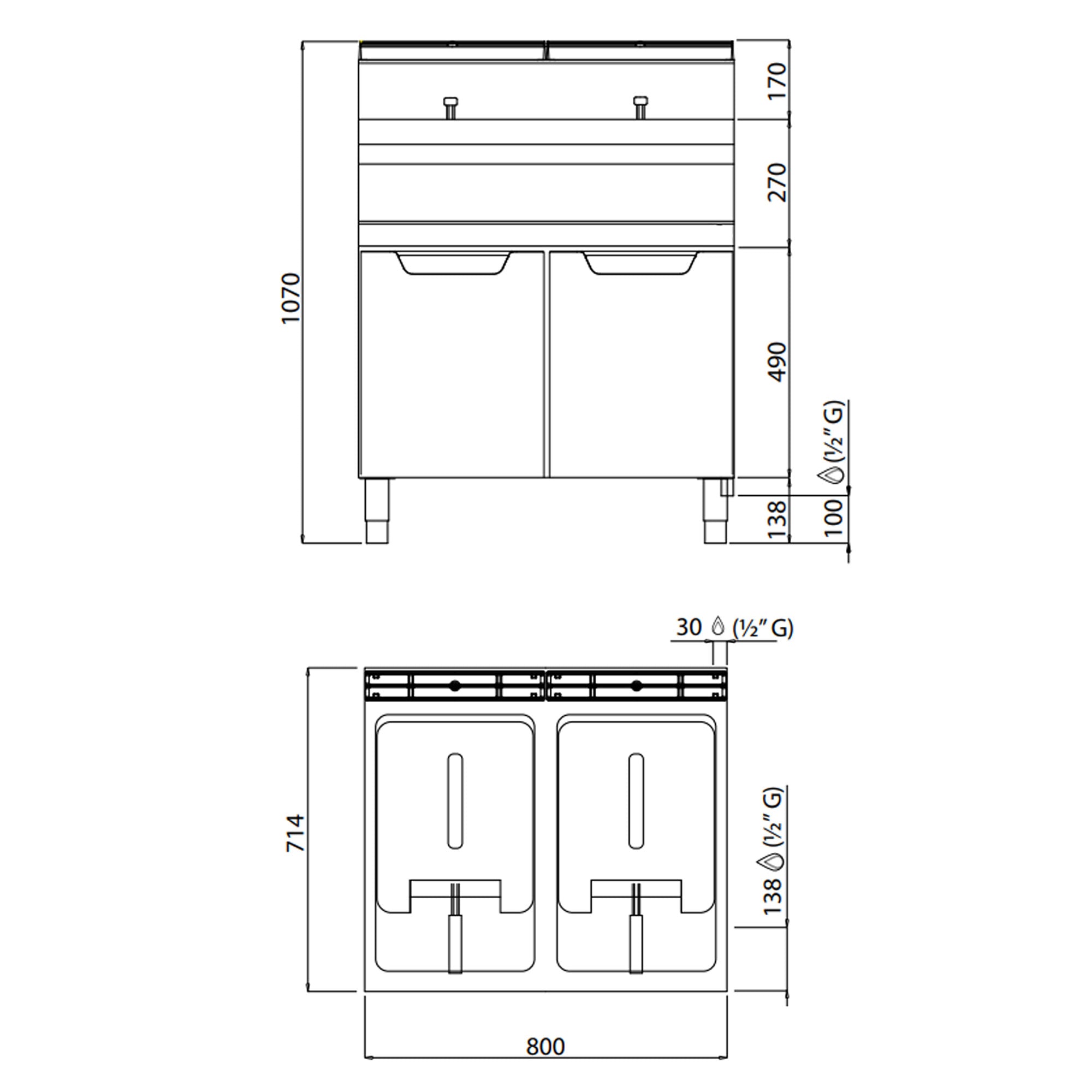 Газов фритюрник 20+20 литра (33 kW)