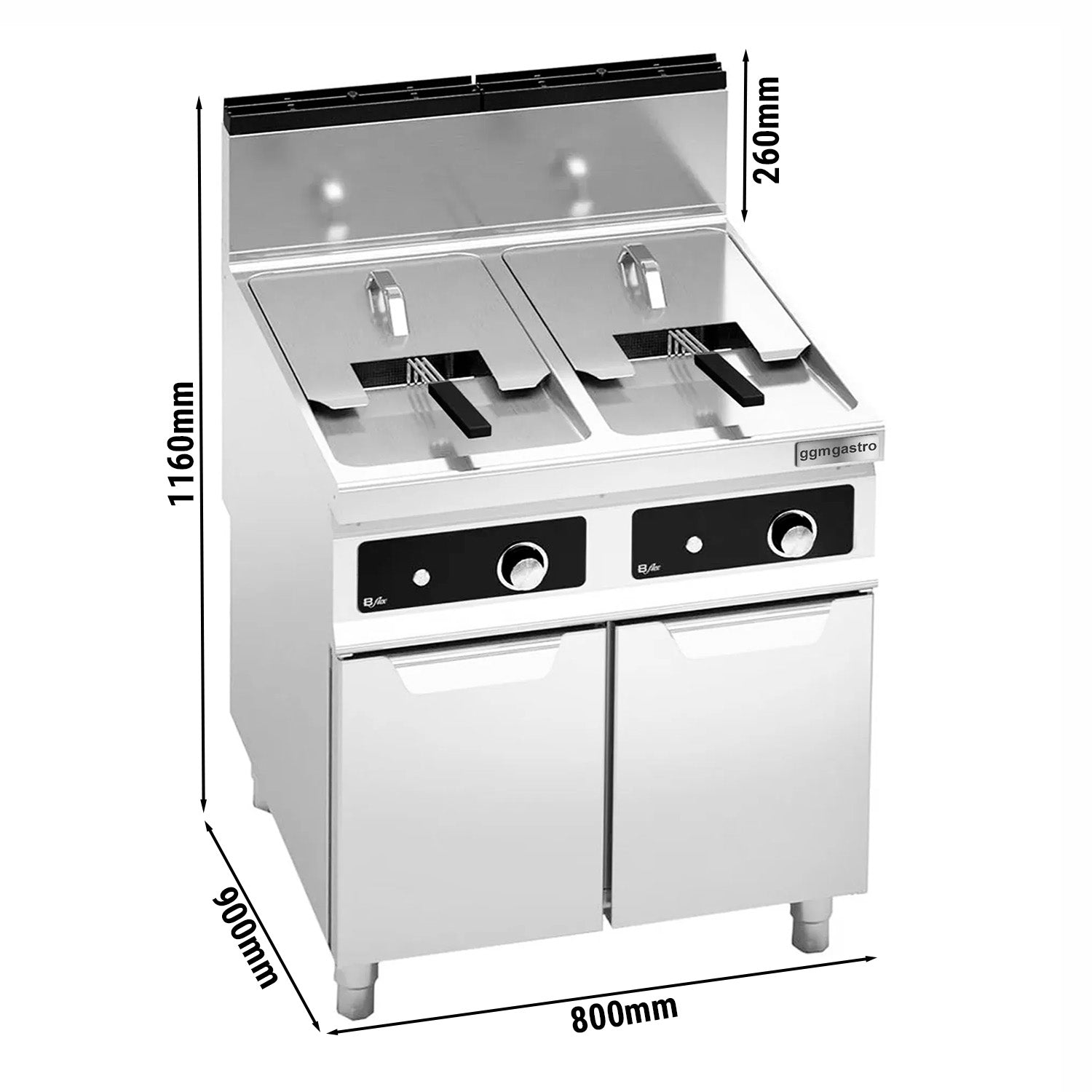 Gas fryer - 18+18 liters (28 kW) - Electronic control